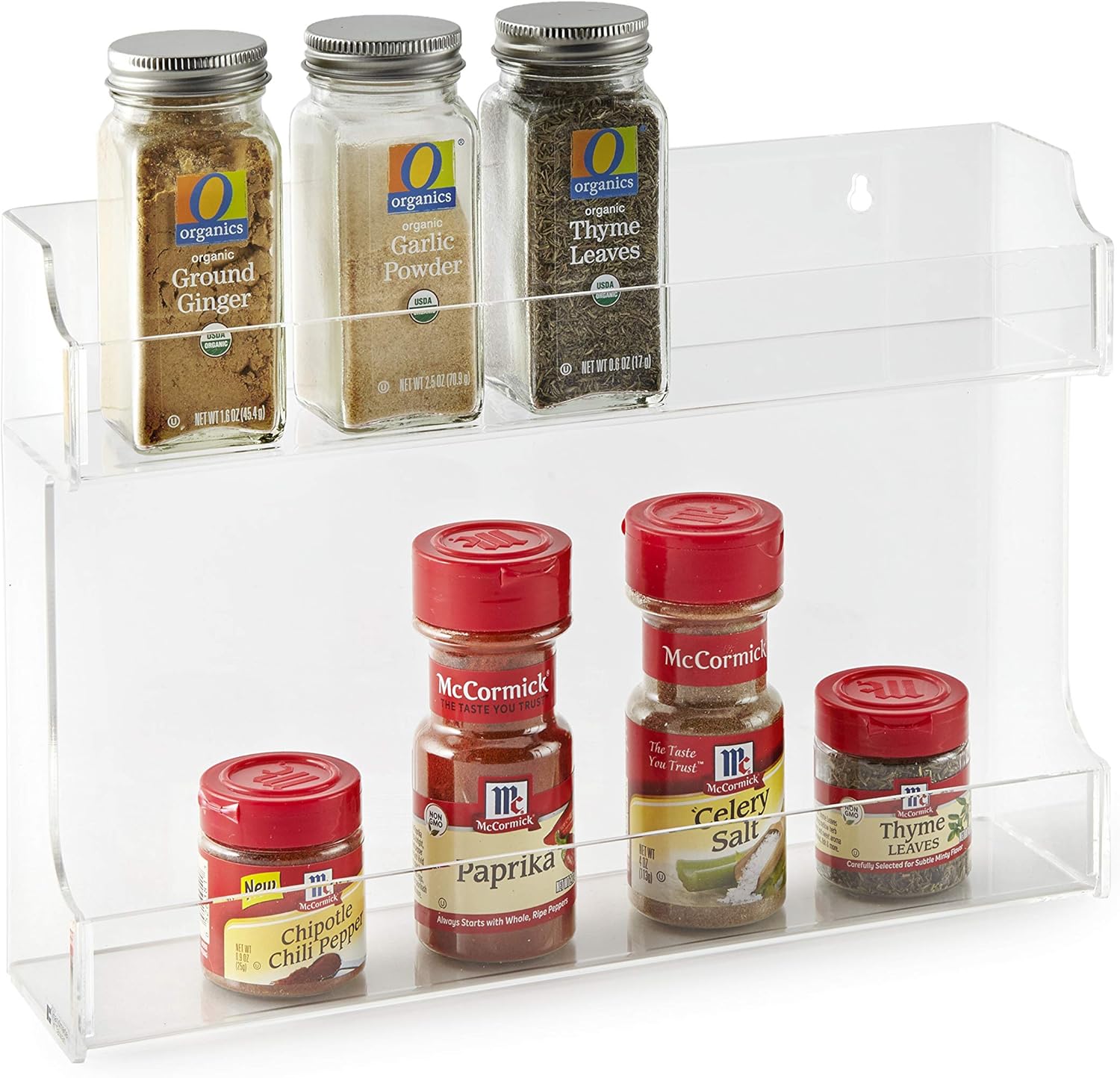 Huang Acrylic Clear Two Shelf Spice Rack Organizer, Cabinet Mount Potential