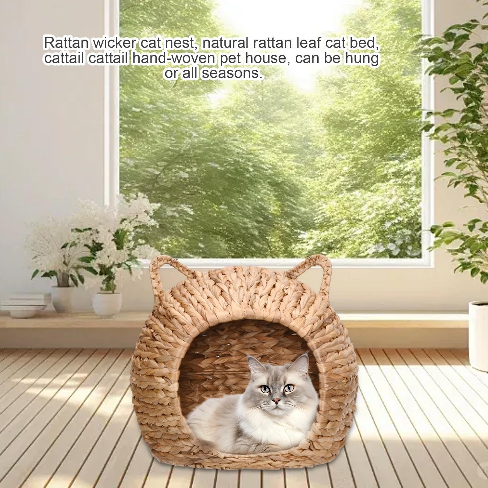 Cuccia per gatti in ,Cuccia per gatti in rattan Cupola per lettino per | Cuccia per gatti sospesa dal design naturale, comfort ecologico e stile, intrecciata a mano sia per uso interno che