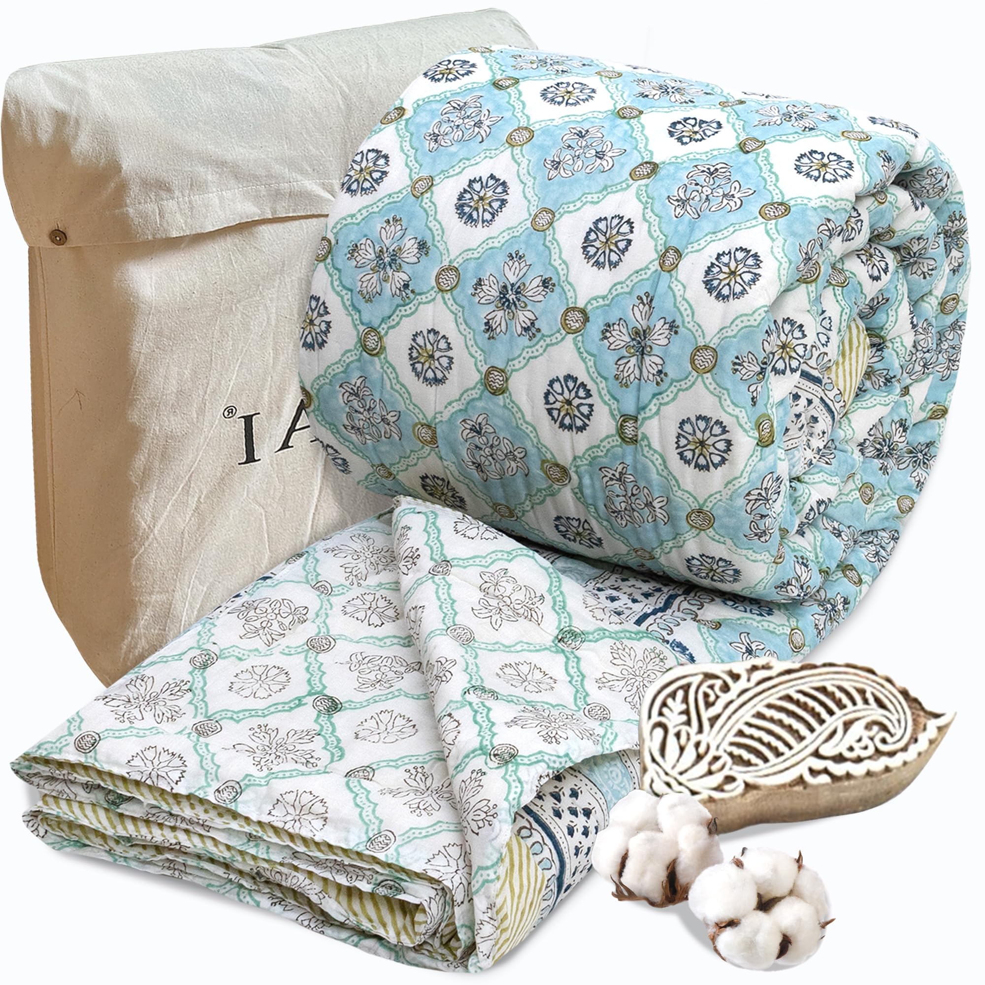 Jaipuri Quilt - Handcrafted Indian Comfort -15