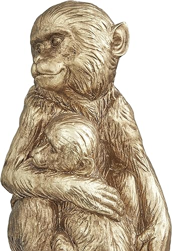 Miniatura 2 de Deco 79 Escultura decorativa de mono de resina para decoración del hogar, juego de 2 figuras decorativas de 18 pulgadas, 15 pulgadas de alto, dorado