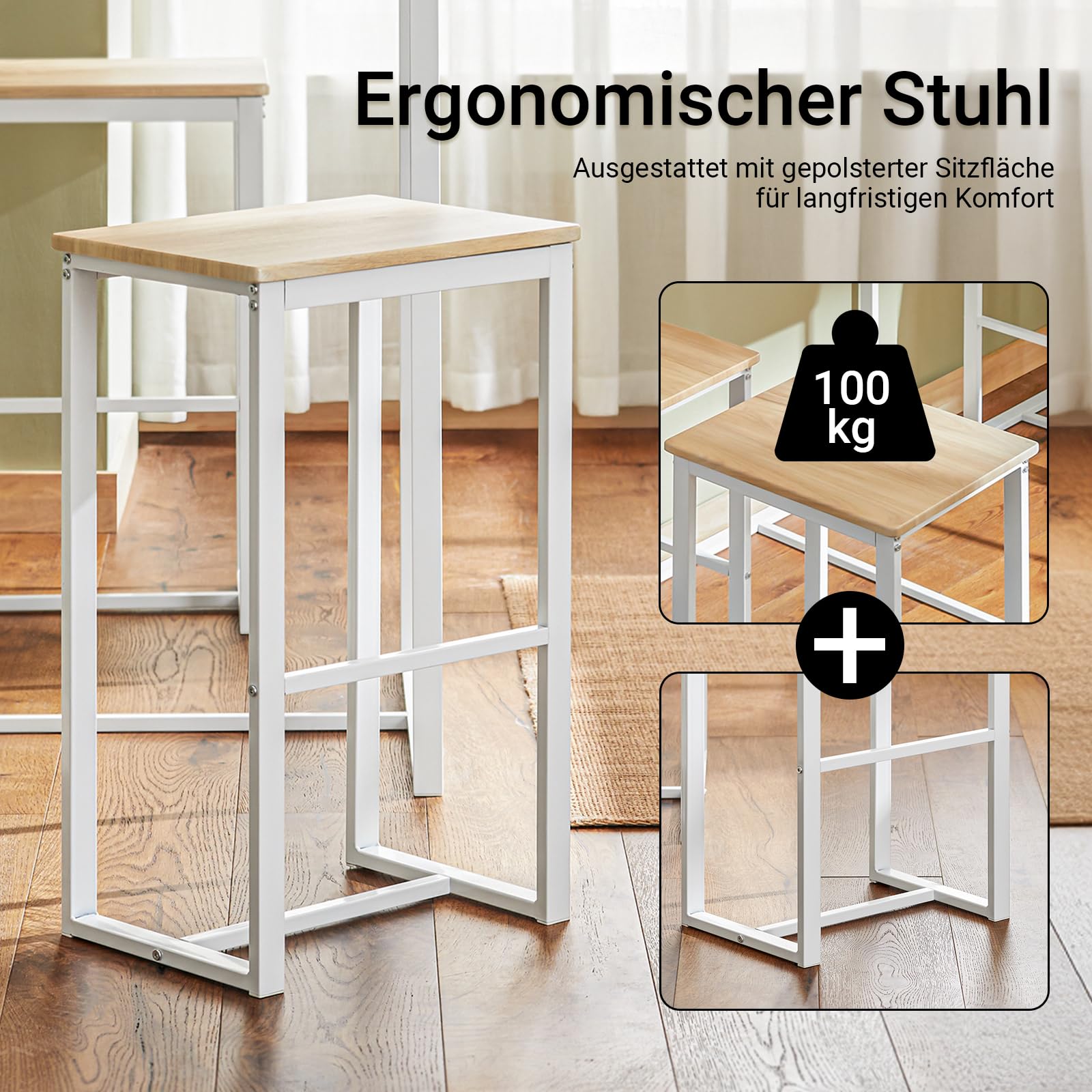 SoBuy Esstisch mit 4 Stühlen, platzsparend, 100x60x96cm, für Küche