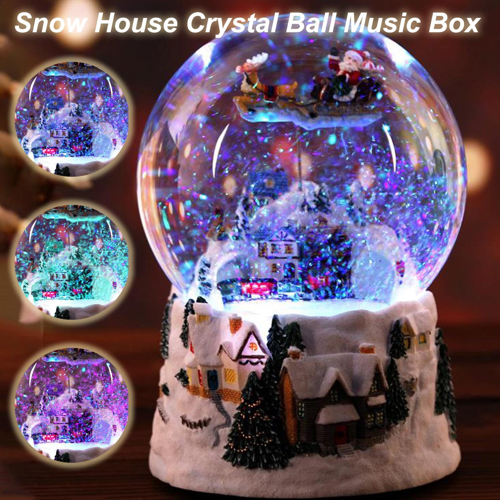 de música de Bola de Globo de Nieve para niñas Pueblo navideño Globo de | de música luminosa de globos de nieve para regalo de cumpleaños de decoración del hogar