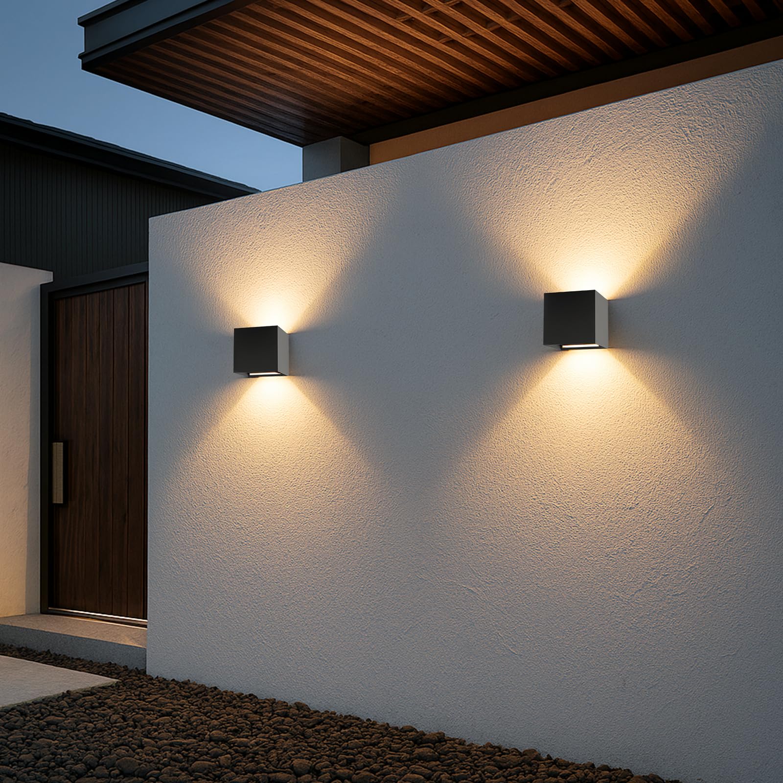 Homefire LED Wandleuchte Aussen/Innen 4ER G9 Außenwandleuchten 3000K | Aussenlampe Schwarz Außenlampe Up Down Einstellbar Abstrahlwinkel Außen Wandlampe IP65 Wasserdicht für Hauswand Garten