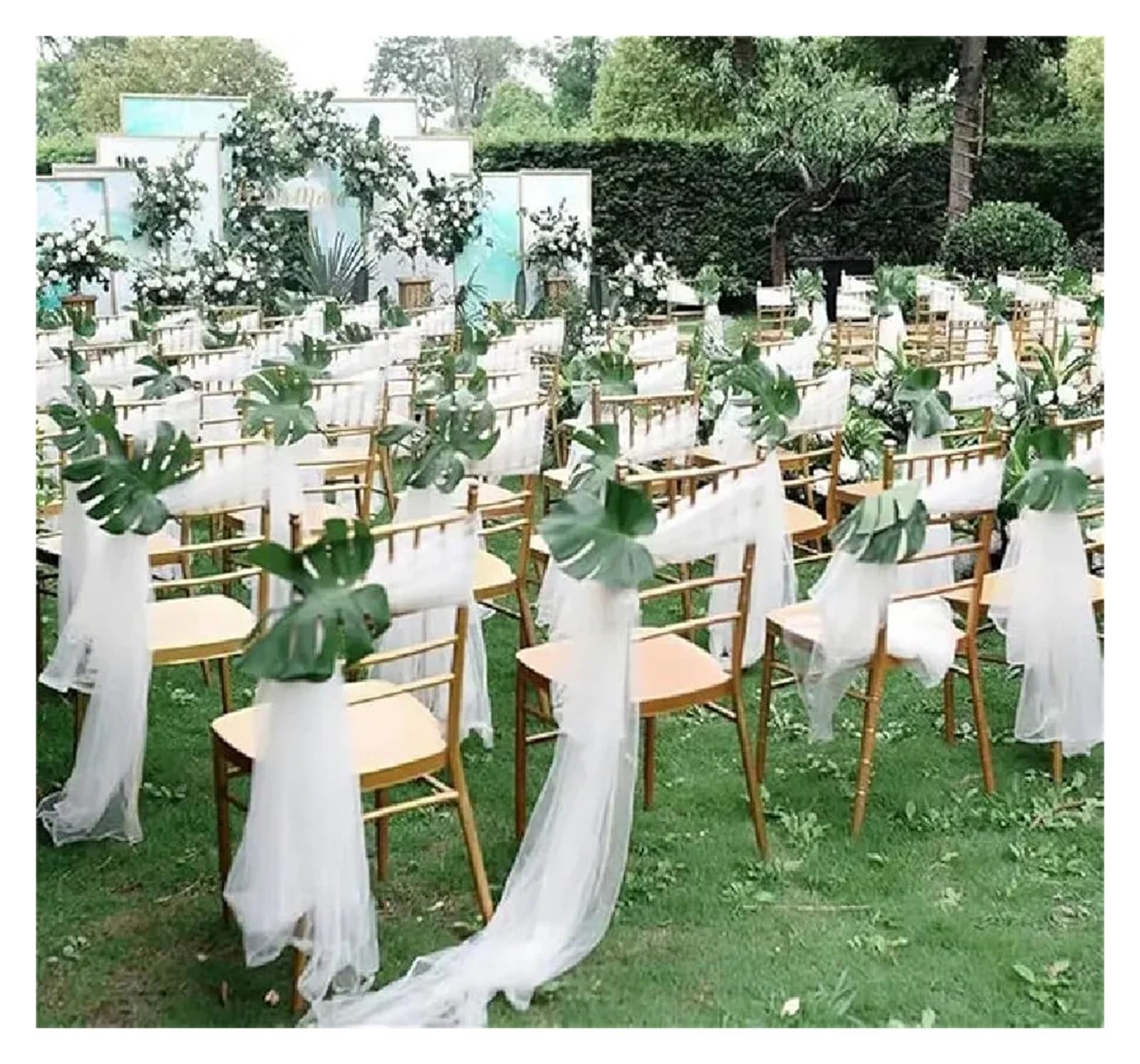 Stuhl SchäRpen 10/50 Stücke 17x250cm Shiny Chiffon Stuhl Schärpen Set Schärpe Gaze Hochzeit Stuhlhussen Band Hochzeit Party Gang Stuhl Dekoration FüR Hochzeit Party Hoteldekoration(Grass green,50pcs)