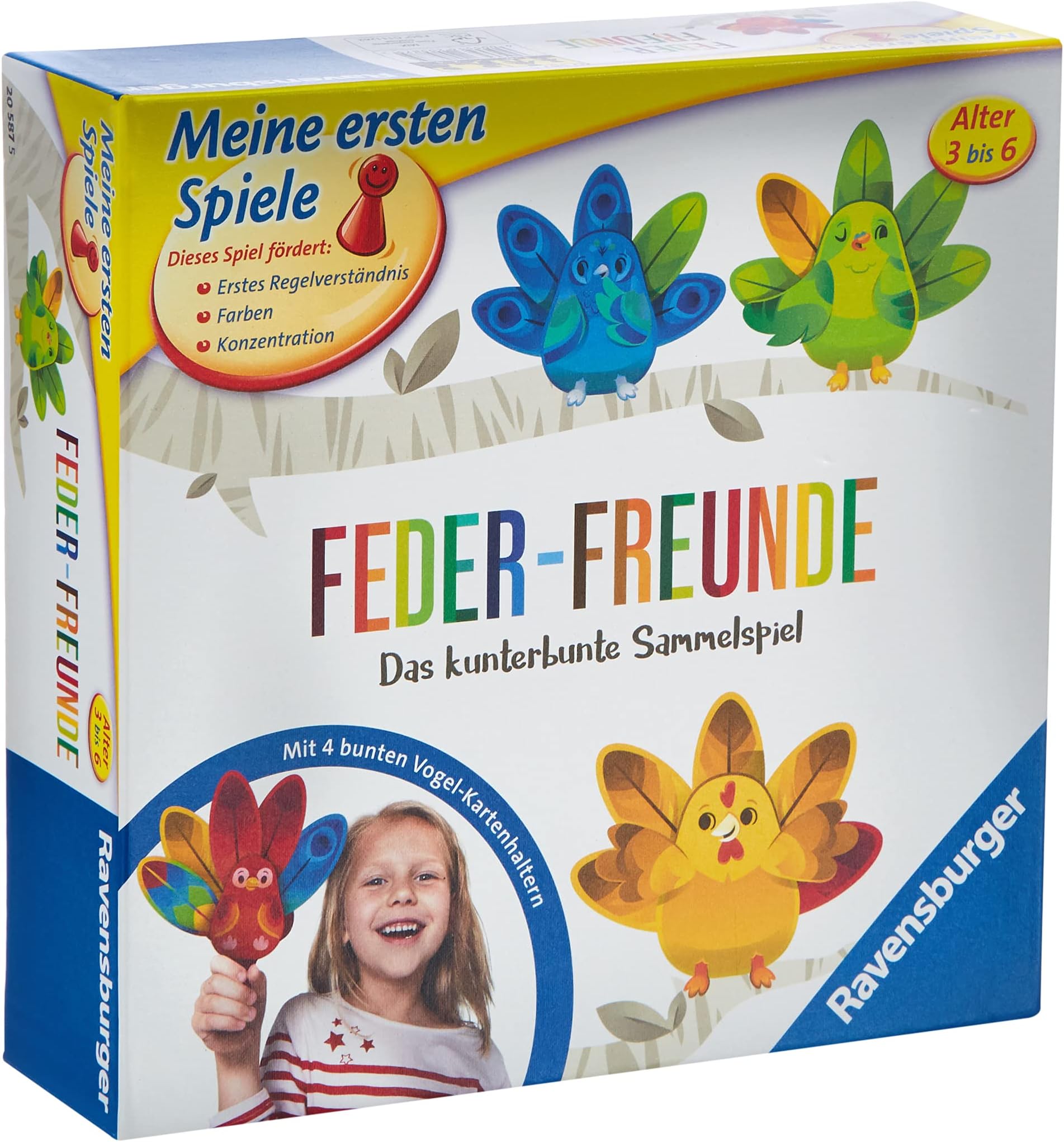 Ravensburger 20587- Feder-Freunde - Kinderspiel, ein kunterbuntes Sammelspiel für 2-4 Spieler, Farben lernen ab 3 Jahren: Das kunterbunte Sammelspiel