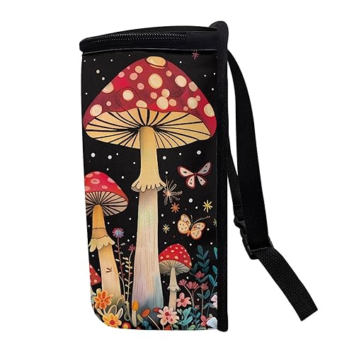 Miniatura 2 de Yewattles Bote de basura de coche con tapa de hongos y mariposas, contenedor de almacenamiento multiusos para asiento trasero, viaje por carretera,