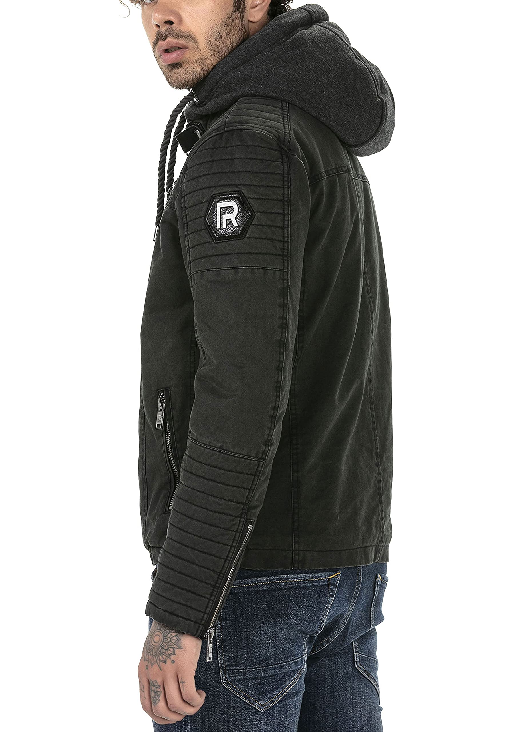 RED BRIDGE Jacke für Herren Winterjacke Übergangsjacke mit Kapuze Gesteppt Biker-Jacke