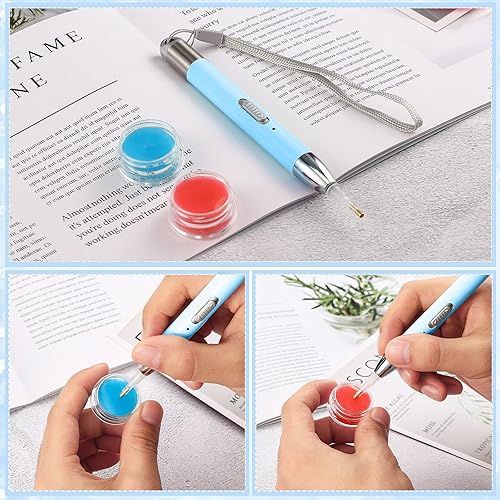 Miniatura 10 de 2 bolígrafos LED de pintura de diamante con luz, bolígrafo de punto de pintura de diamante 5D con 2 modos de luz, 12 cabezales de repuesto para