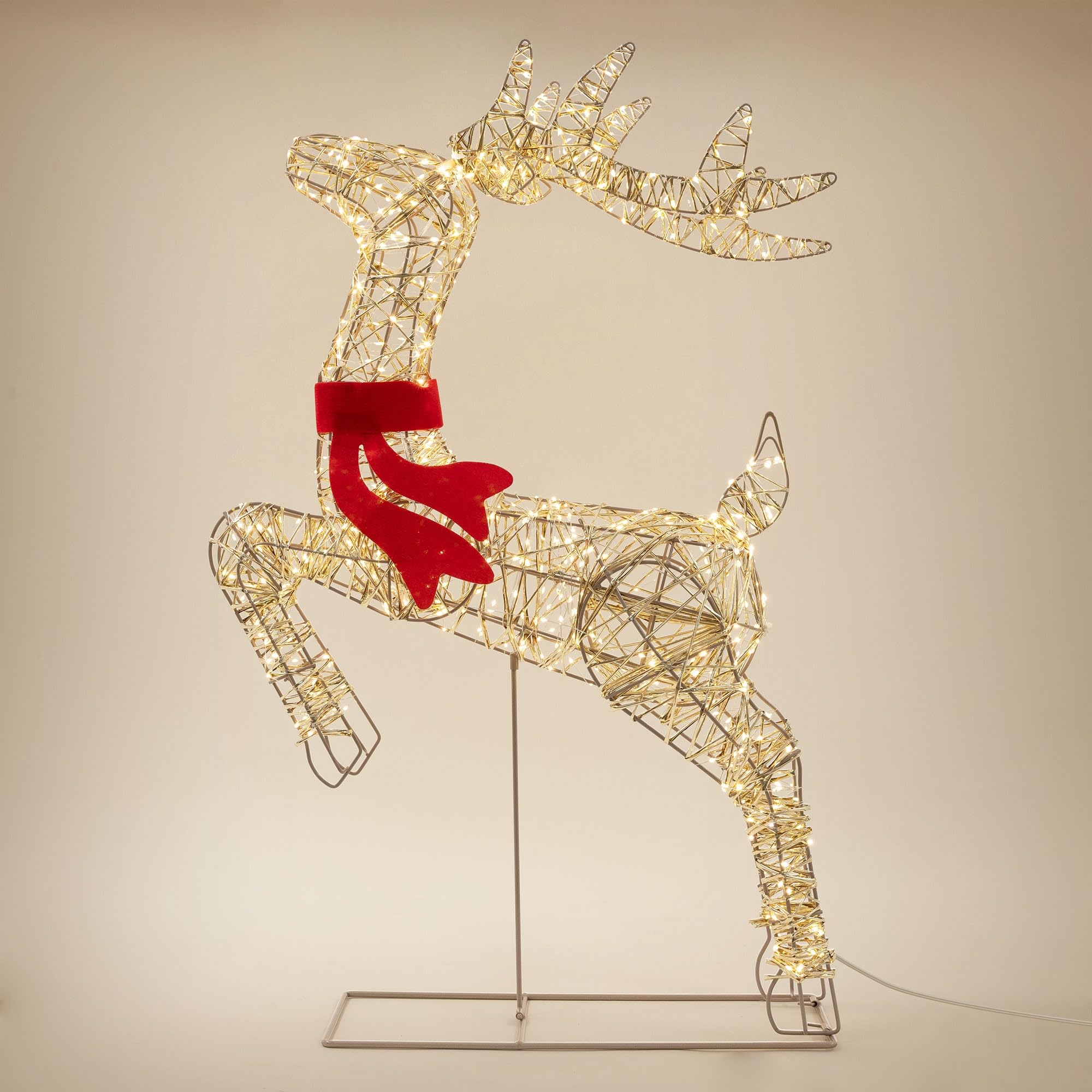 ECD Germany LED Rentier Weihnachten, Weihnachtsrentier, Weihnachtsdeko | Weihnachtsbeleuchtung Garten, Innen/Außen IP44, Beleuchtetes Hirsch Figur mit Timer & Blinkfunktion, 720 LED, Warmweiß, 91 cm