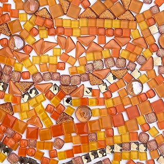 LITMIND 1.1LB Orange Mixed Irregular Crystal Glass Mosaic Tiles for Craf...
