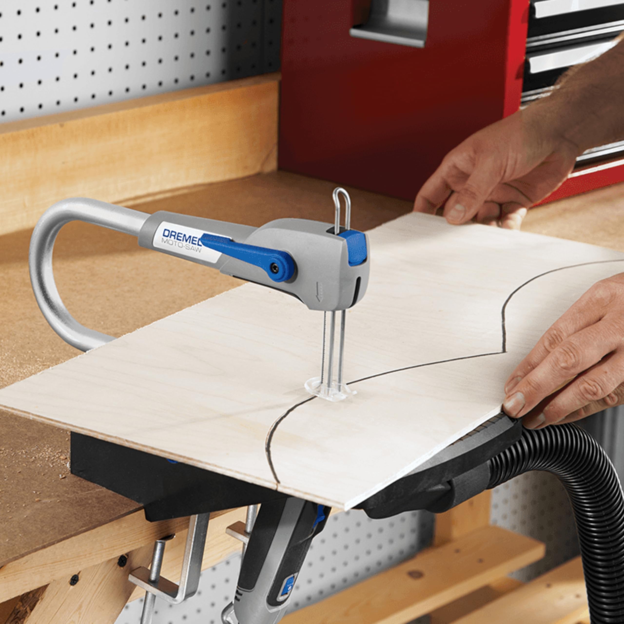 Dremel Moto-Saw MS20 - Sierra de calar estacionaria, 70 W, sierra de calar eléctrica con 1 complemento y 5 accesorios