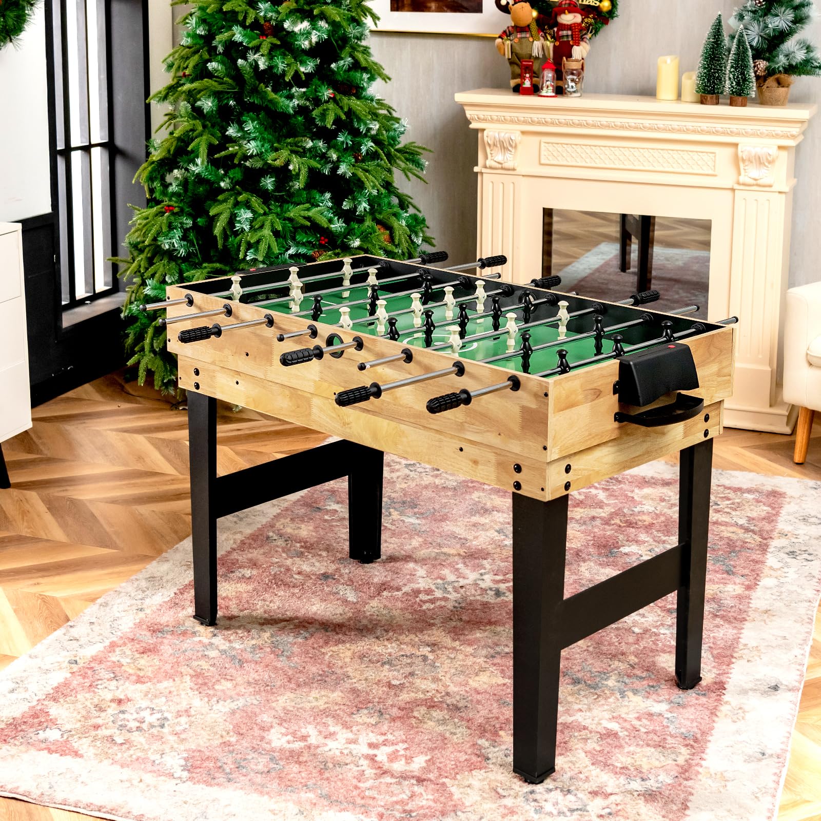 COSTWAY Mesa Multijuegos 10 en 1, Mesa de Juego Combinada con Futbolín, Hockey, Tenis de Mesa, Billar, Shuffleboard, Bolos, Ajedrez, Cartas, Damas y Backgammon, para Sala de Juegos, Bar, Club, Fiestas