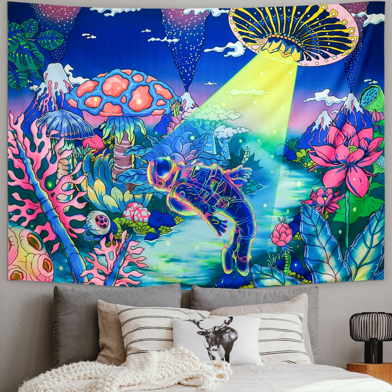 Amazon.com: Amhokhui Blacklight Astronaut Tapestry UV Reactive
