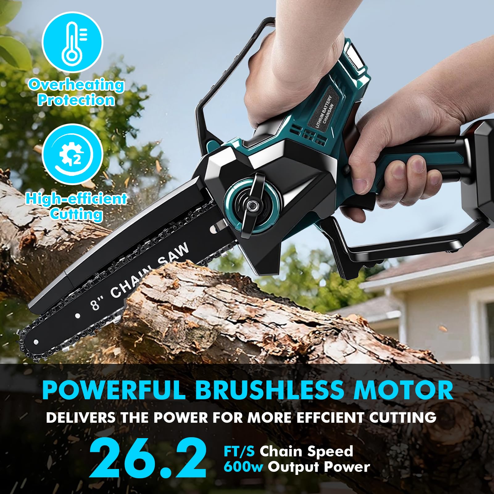 Mini akumulatorowa piła łańcuchowa do Makita 18 V 8 cali, 600 W, elektryczna piła łańcuchowa do przycinania drzew z automatycznym smarownicą do przycinania i ogrodnictwa (bateria nie wchodzi w