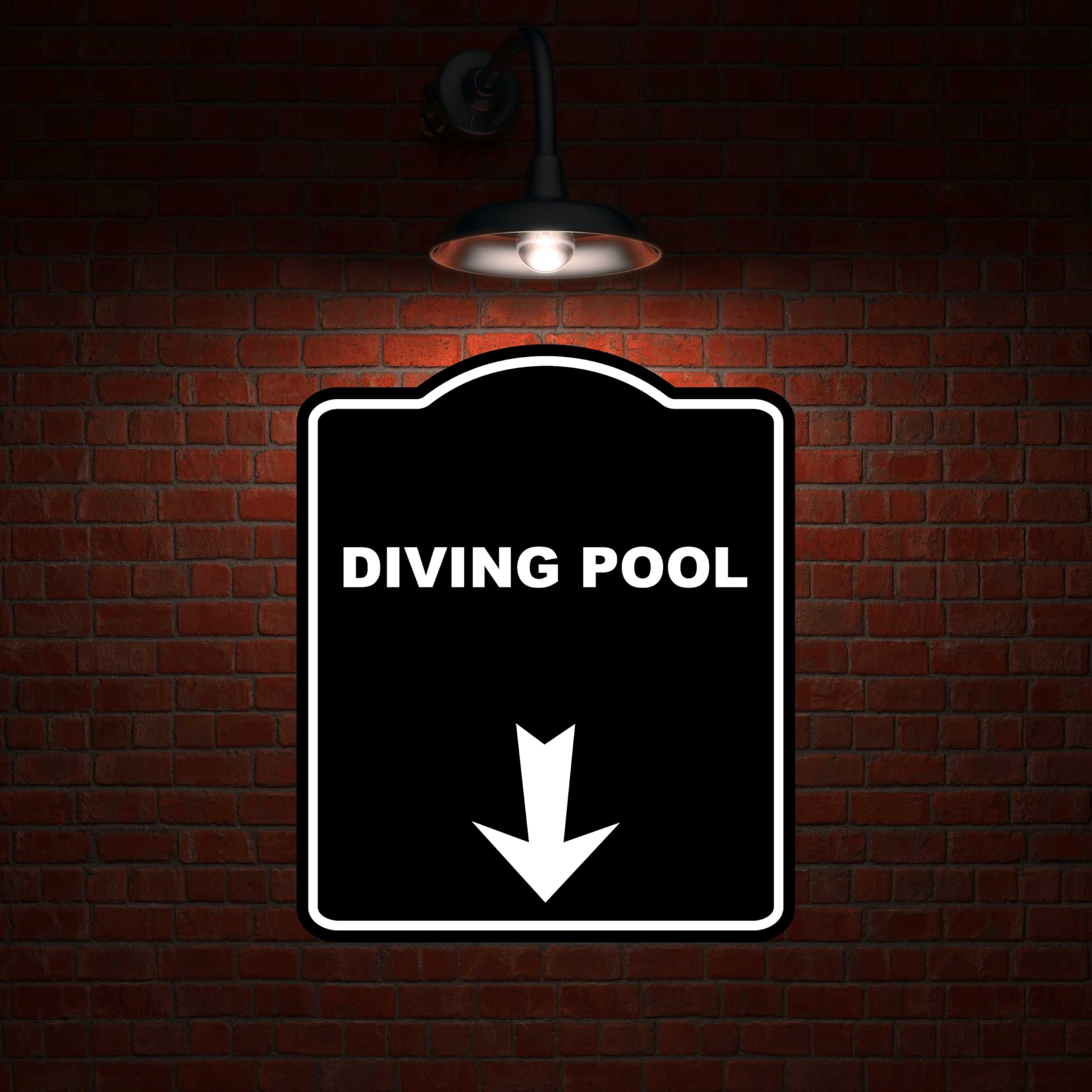 DIVING POOL Black Sign Arrow Down Aluminum Composite Sign 15 x 18 inches