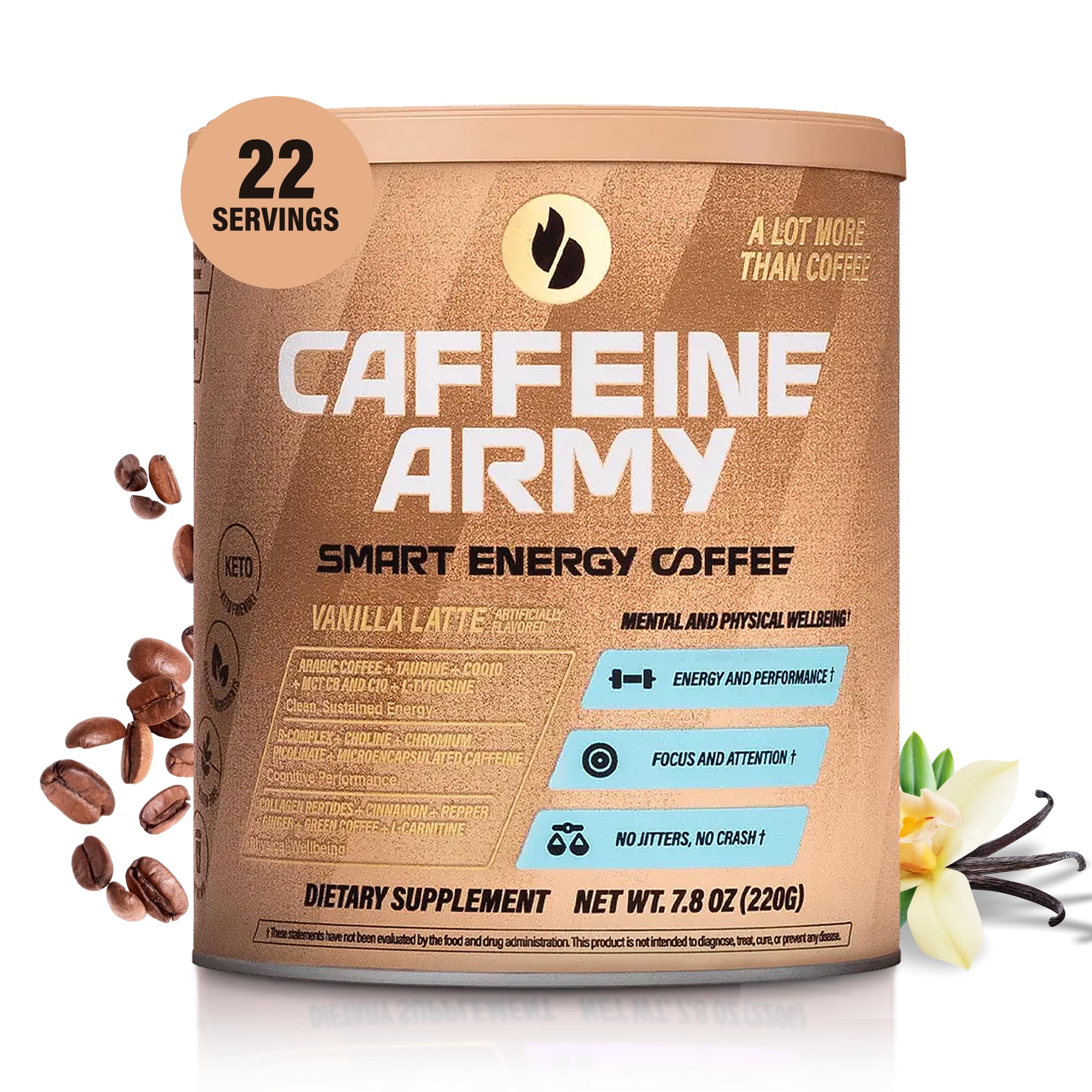 SuperCoffee 220g Vanilla Latte, Caffeine Army