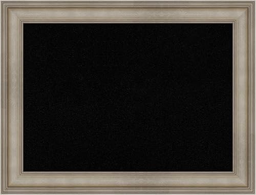 Amanti Art Tablero de corcho negro para pared, tablero de visión de 25 x 33 pulgadas con marco de madera plateada, decoración de oficina mediana