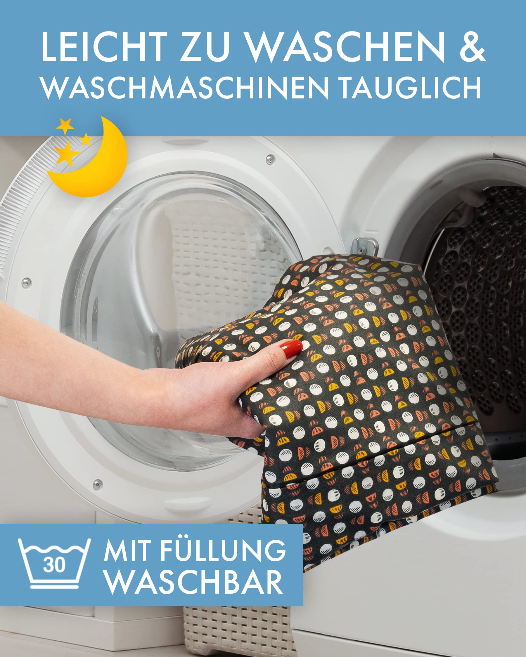 Stillkissen - hochwertiges Schwangerschaftskissen - anschmiegsames Lagerungskissen aus Baumwolle - schadstofffreies Seitenschläferkissen - 150cm - Goteborg