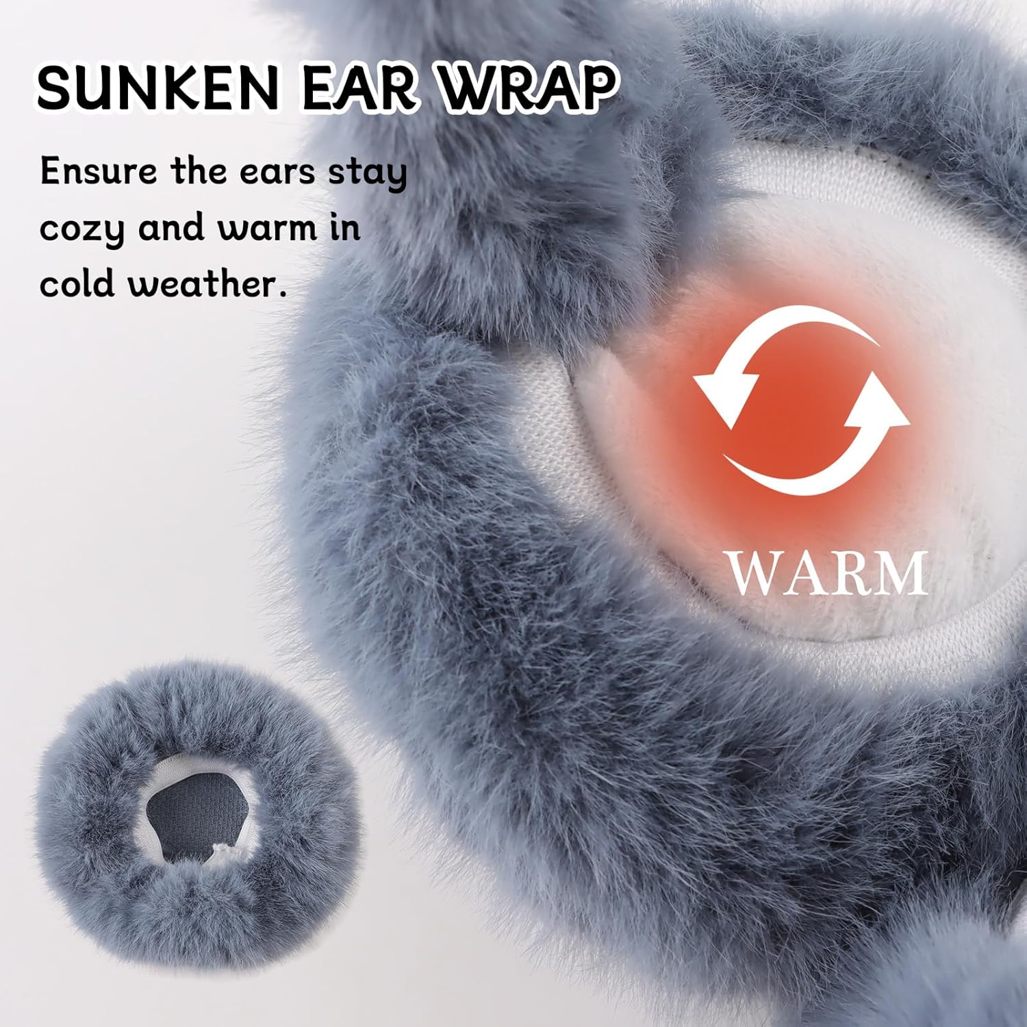 Zsedrut Winter Women Earmuff Foldable Ear Warmer Fluffy Ear Cover Warm Outdoor - Image 6