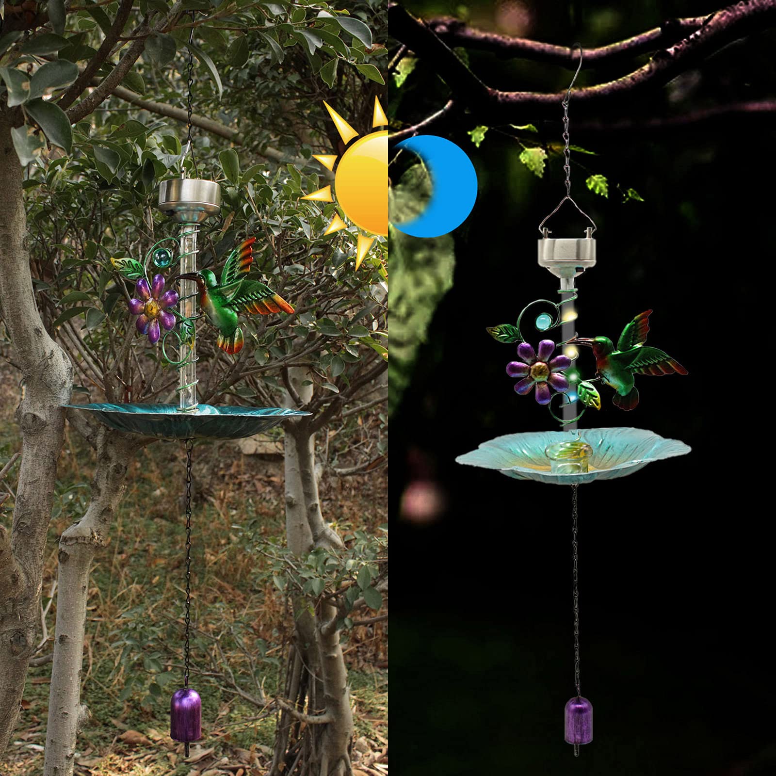 jklashfi Mangiatoia per uccelli a energia solare per esterni – Casetta per uccelli selvatici impermeabile per il giardino retrò all'esterno della casa