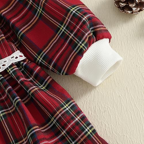 Miniatura 7 de Kuriozud Vestido a cuadros para niña pequeña, bonito vestido de fiesta para Navidad