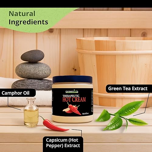 Miniatura 7 de GreenIVe Loción de masaje de crema caliente para articulaciones músculos y envoltura de estiramiento de la piel, tarro a granel de sensación de frío
