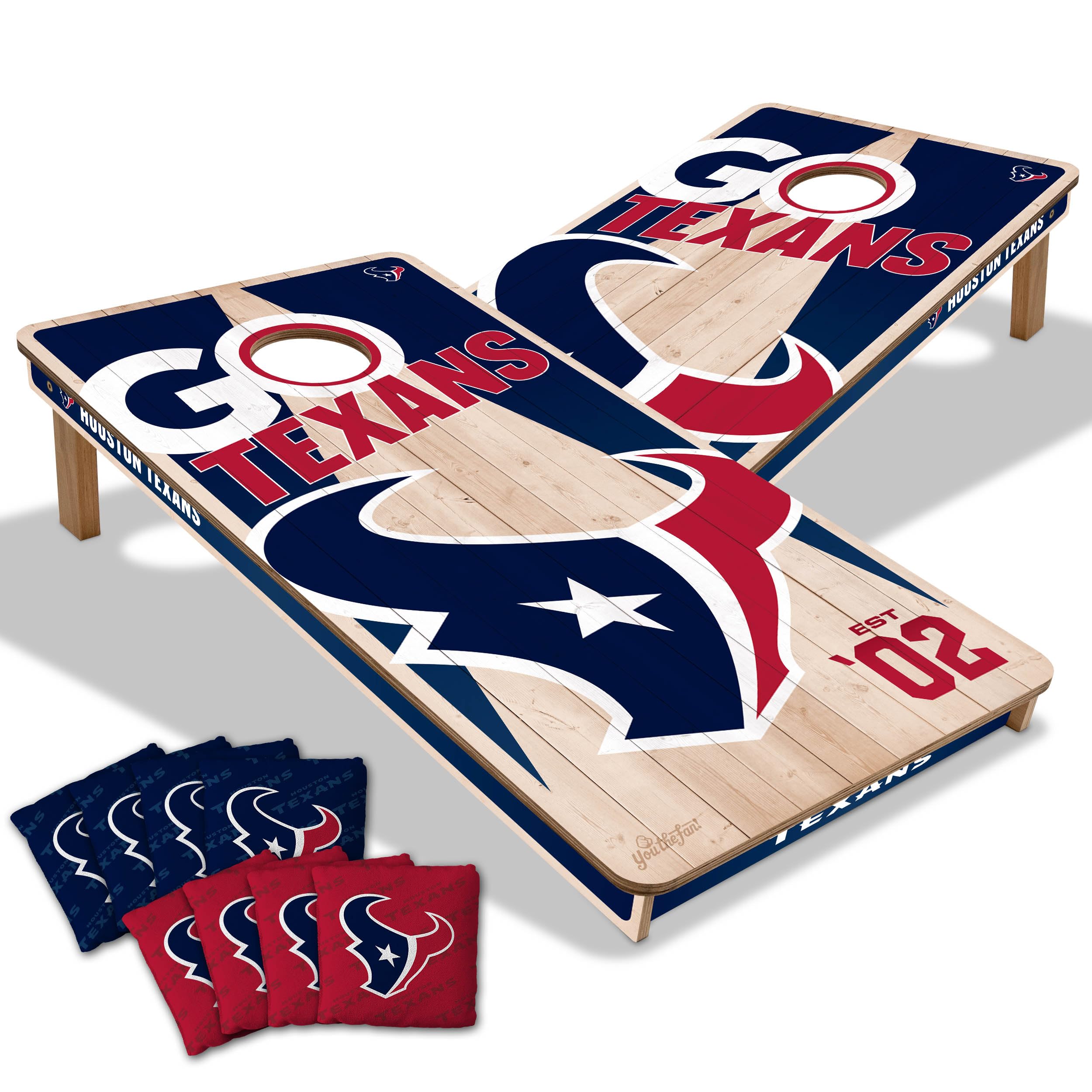 Condition photo showing New/Like New for youthefan nfl 2’ x 4’ professional wood cornhole game with logo bags