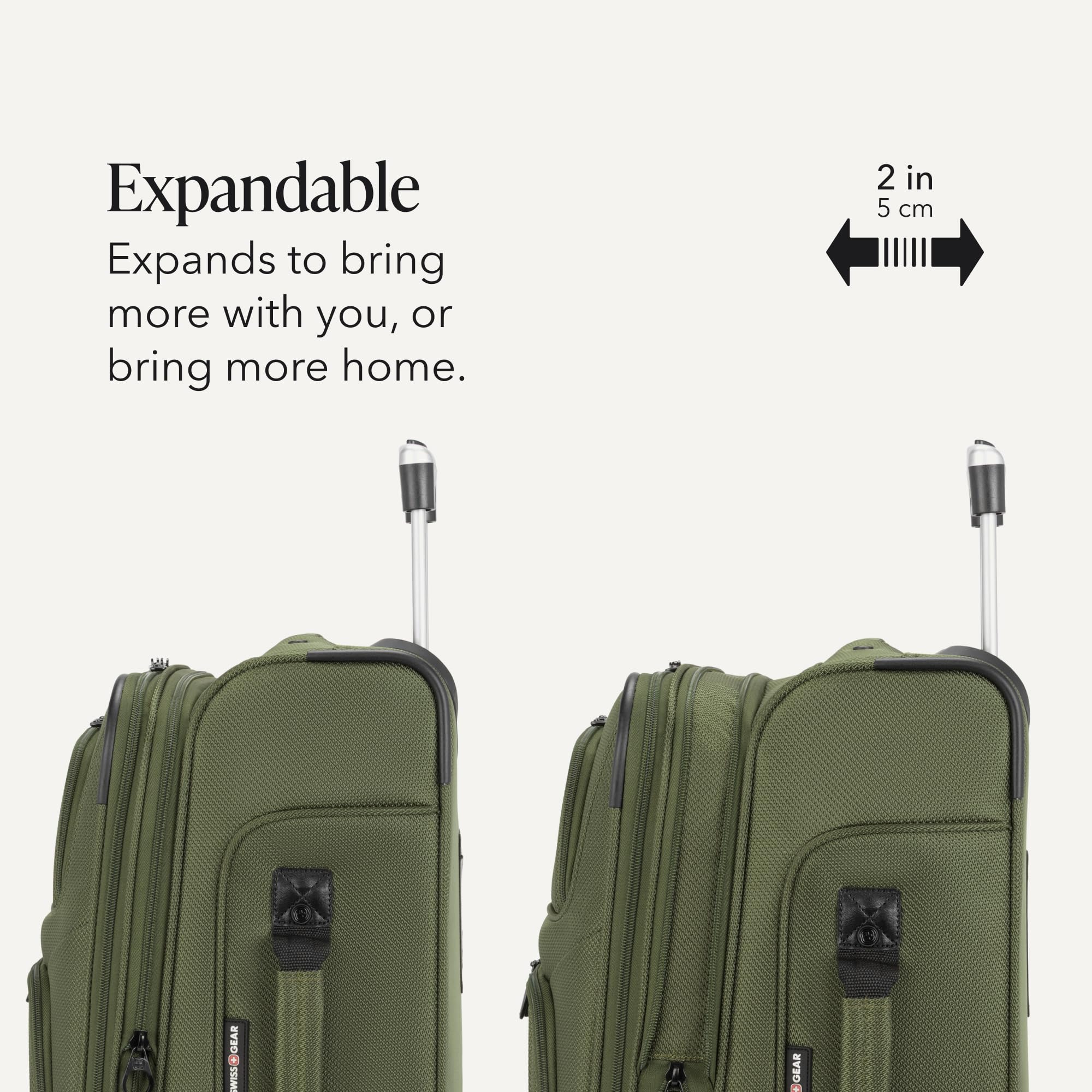 SWISSGEAR Sion 2-Piece Travel Set, Softside Expandable Carry-On Spinner Bundled with 1900 ScanSmart 17" Laptop Backpack with RFID Blocking & Tech Organization, Evergreen view 8