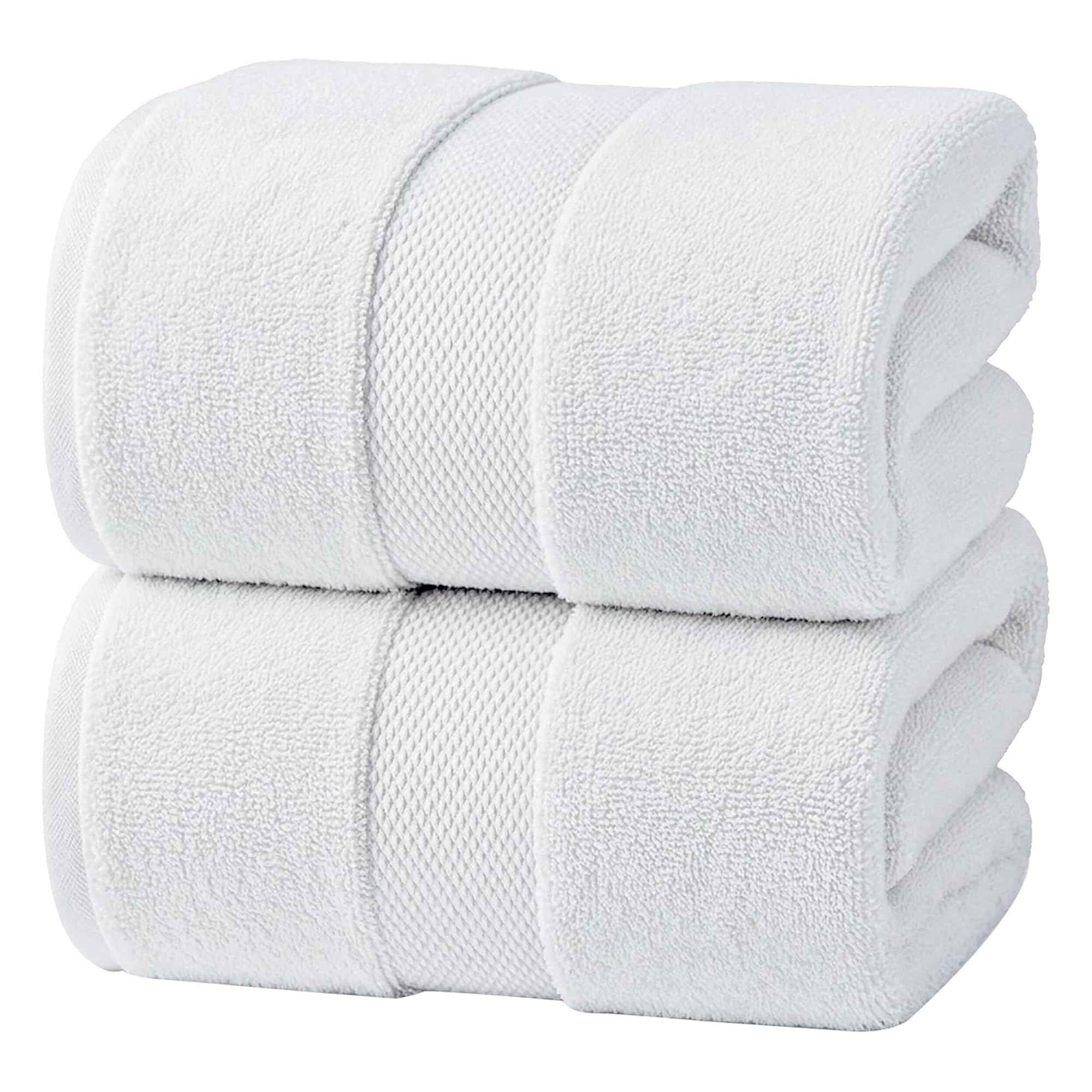 Infinitee Xclusives White Jumbo Bath Sheets - Pack of 2, 90cm x 180cm Large Bath Sheet Towel - 100% Ring Spun Cotton - Large Towels for Bathroom, Hotel & Spa Quality Towels