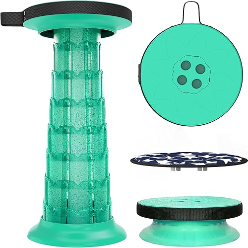 Miniatura 1 de ALEVMOOM Taburete plegable con cojín, telescópico portátil, capacidad de carga más resistente, 440.9 lbs, taburete plegable retráctil ajustable para