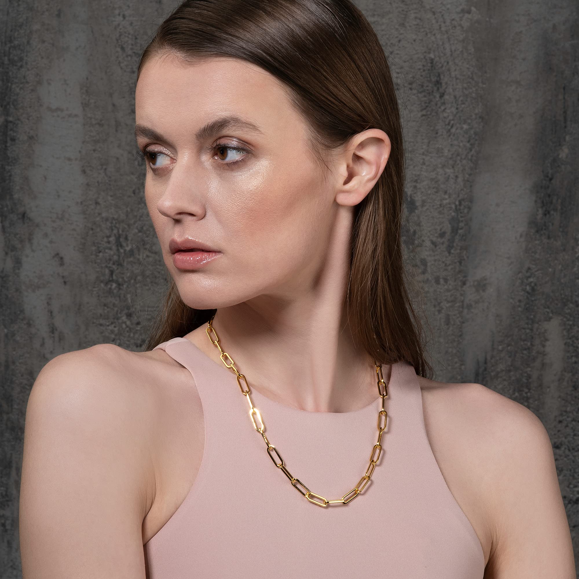 namana Collar de cadena de oro con clip para mujeres y adolescentes, collar de cadena de oro grueso para mujer con bolsa de joyería