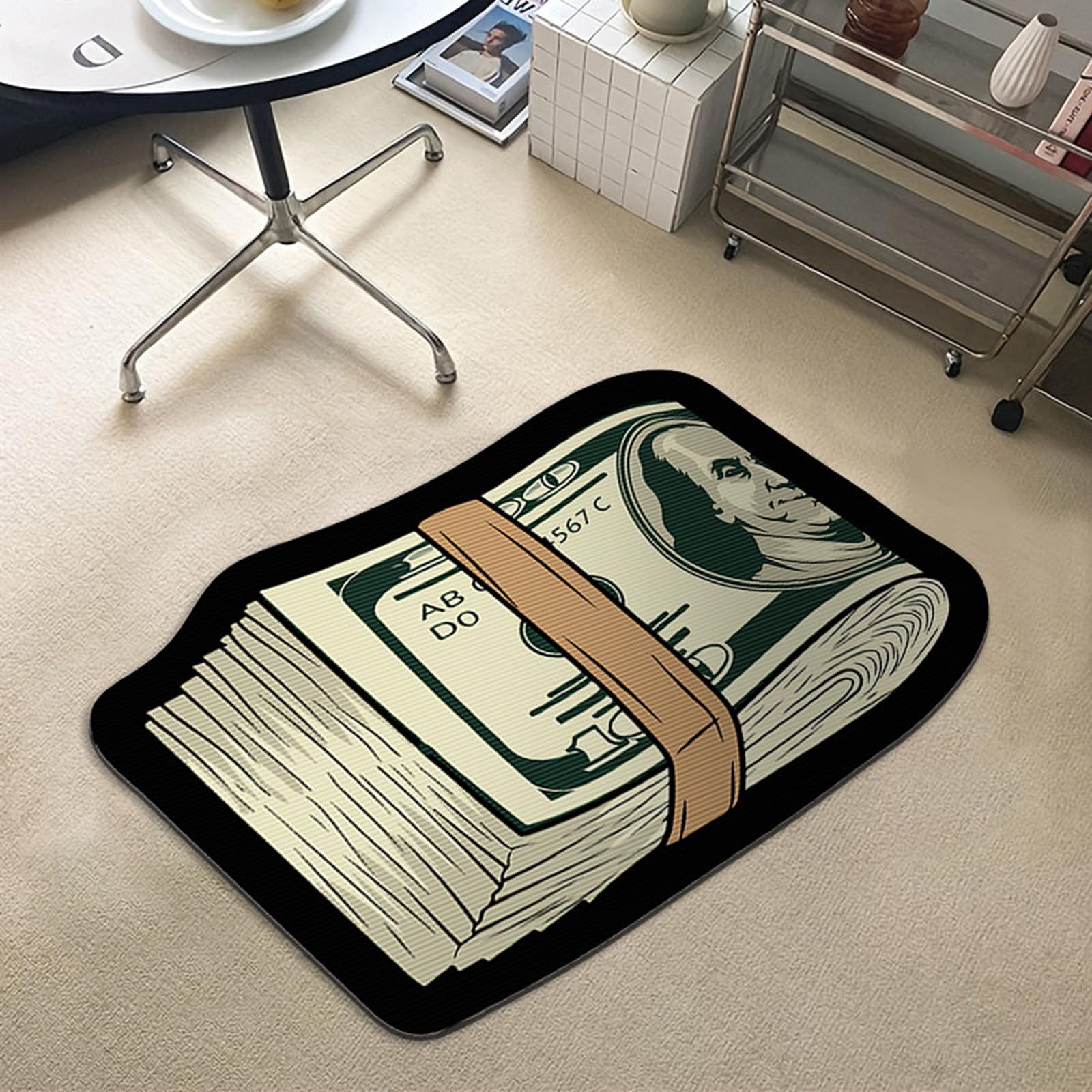 JYDOU Washable Money Patterns Front Door Mat Indoor Large Entry US Dollar Doormat Irregular Entrance Small Rug 2'x4'
