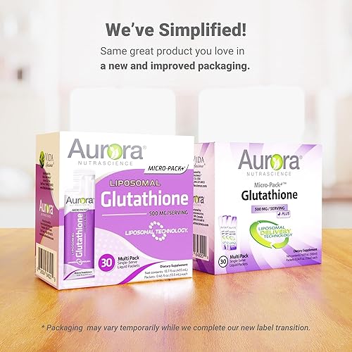 Miniatura 4 de Aurora Nutrascience, glutatión nano-liposomal, mezcla de bebidas, 750 mg por porción, paquetes individuales