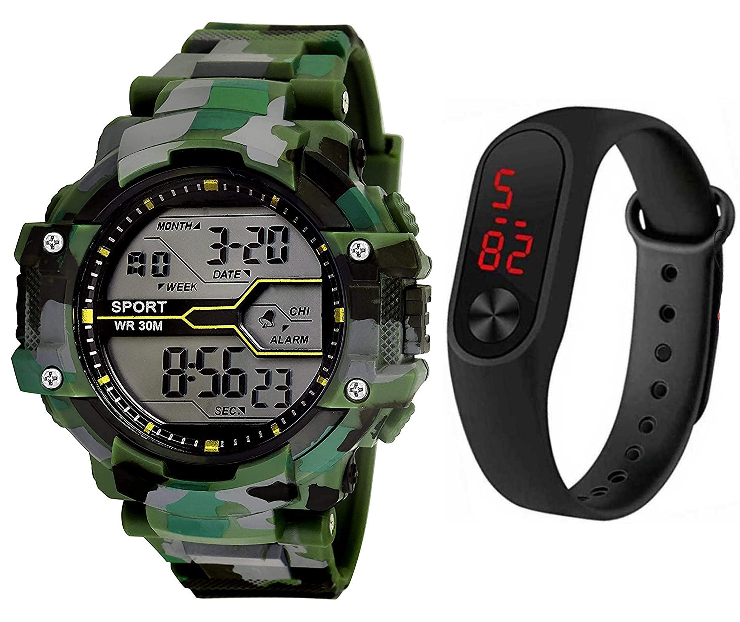 The Shopoholic Digital Watch with Led Shockproof Multi-Functional Automatic Green Color Strap Waterproof Digital Sports Watch for Mens Kids Watch for Boys Watch for Men Pack of 2 (B09BFJ64NR) Amazon Price History, Amazon Price Tracker