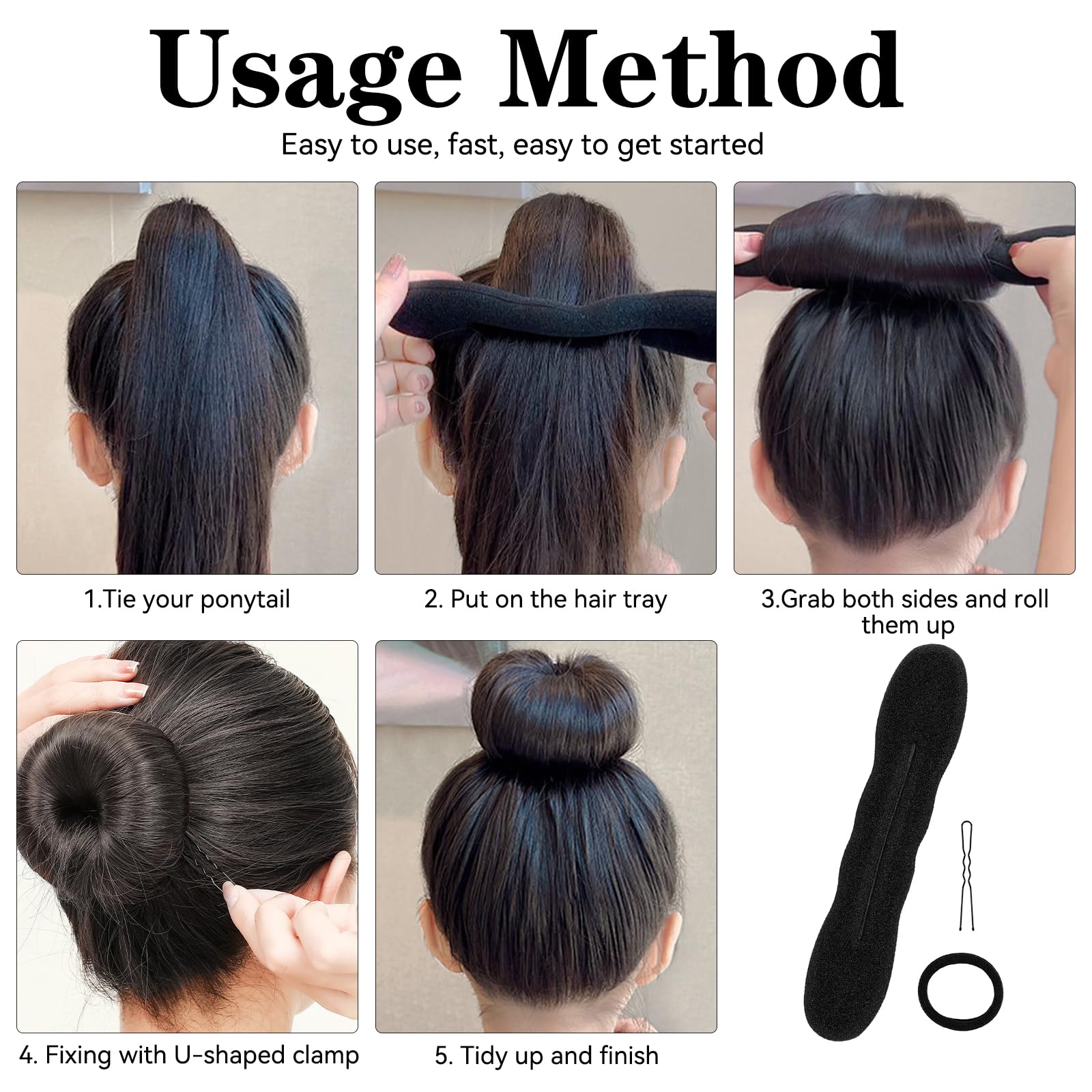 4 Pezzi Chignon per Ciambella, Fantastico strumento per la creazione rapida di raccogliere i capelli in modo semplice e veloce Spugna per Chignon Accessori per Capelli(2 Piccoli, 2 Grandi)