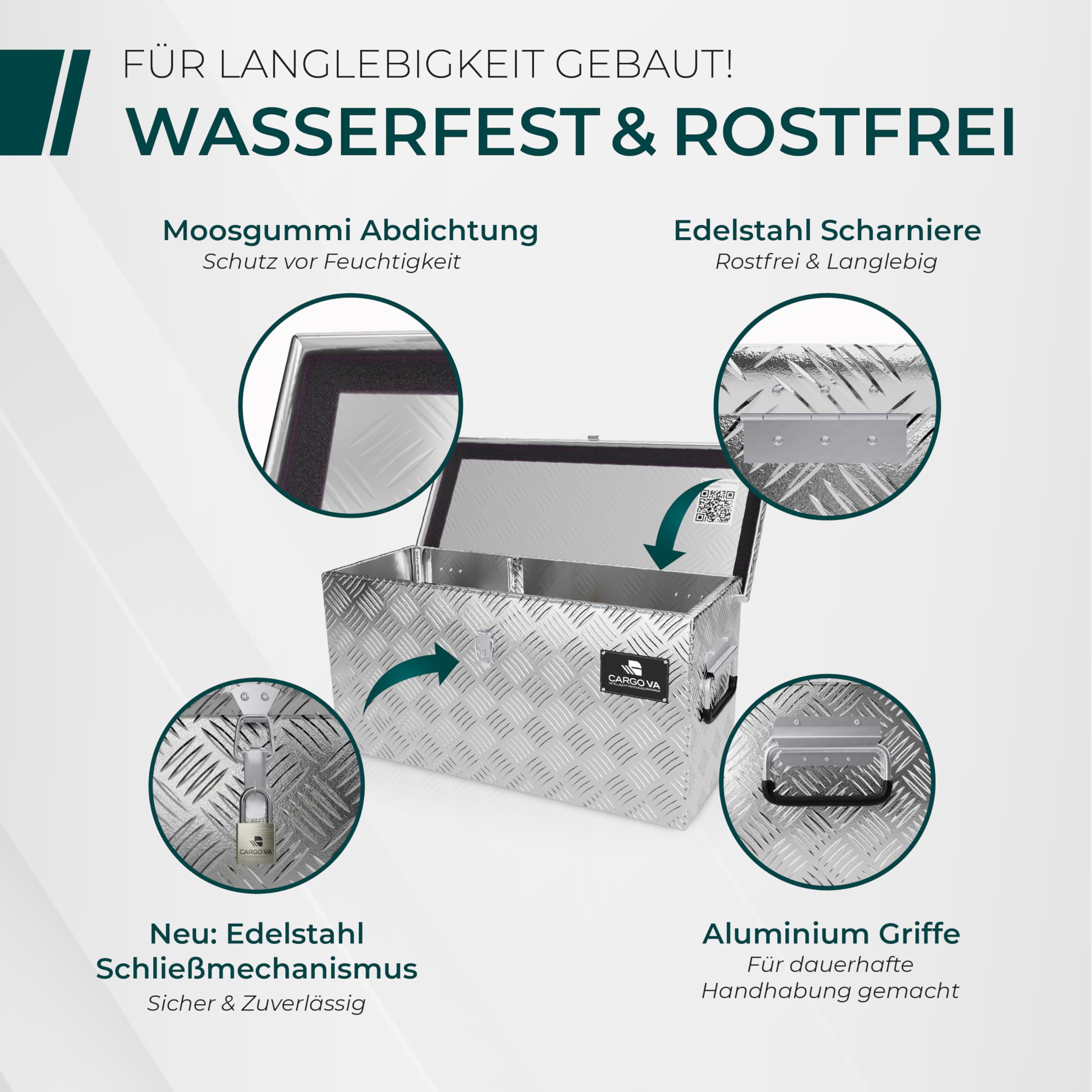 Wasserfeste Deichselbox Abschließbare Anhängerbox 50x17x20CM Transportbox