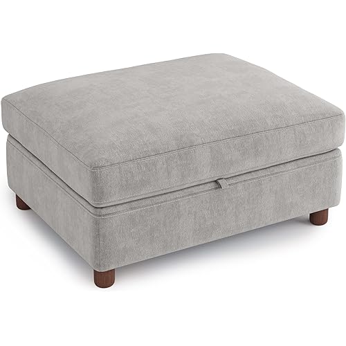SITJOY Oversized Sectional Couches for Living Room, Extra Large Deep Seat Couch with Washable Covers, Chenille in Light Gray, Storage Ottoman Sectional