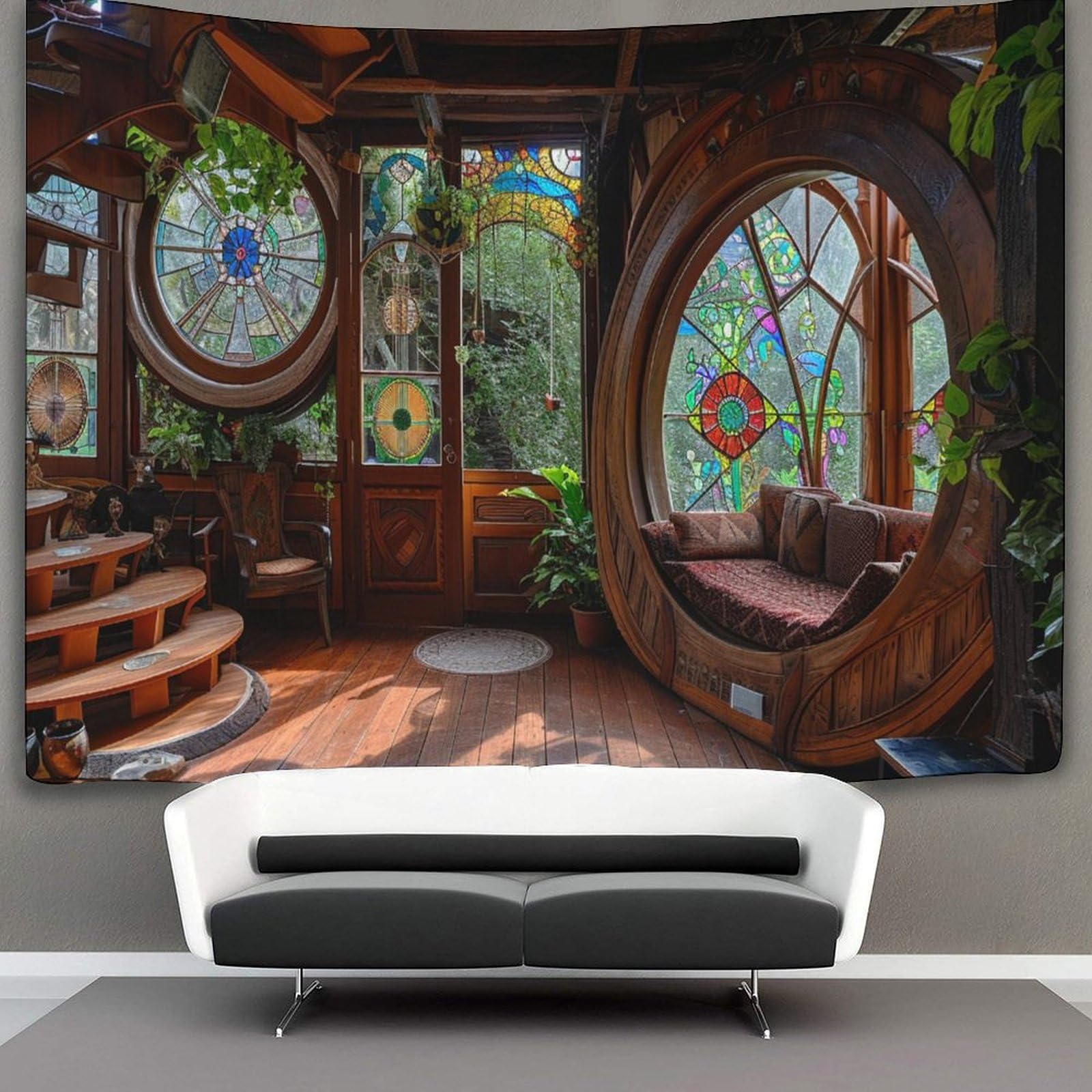 kaiyun Jungle Cabins Decor Tapestry,Bio Buildings Wall Art Tapestries Wall Hangings for Living Room Bedroom Dorm 70cmx100cm