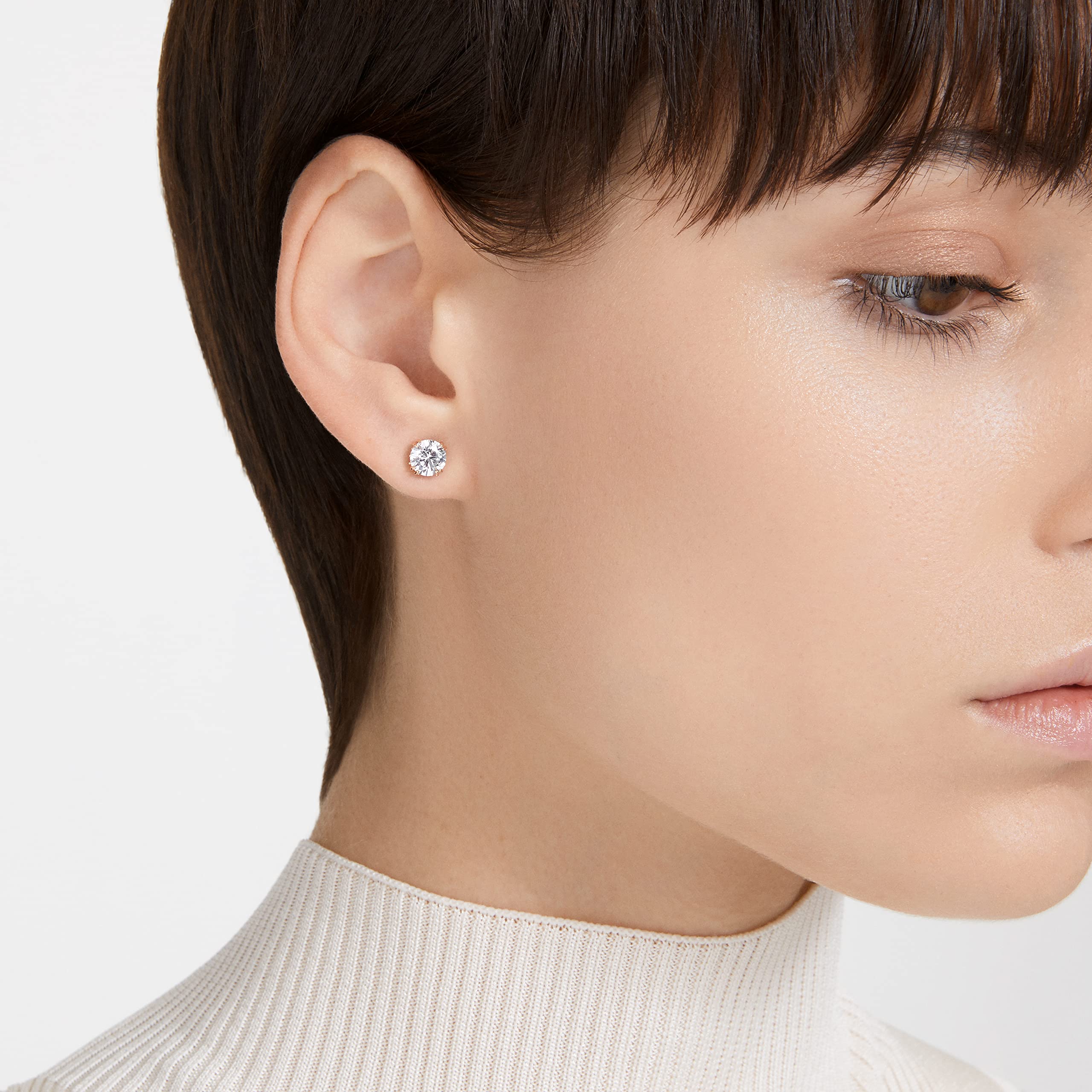 Swarovski Kolczyki zapinane na sztyft Constella, Szlif okrągły, Białe, Powłoka w odcieniu różowego złota