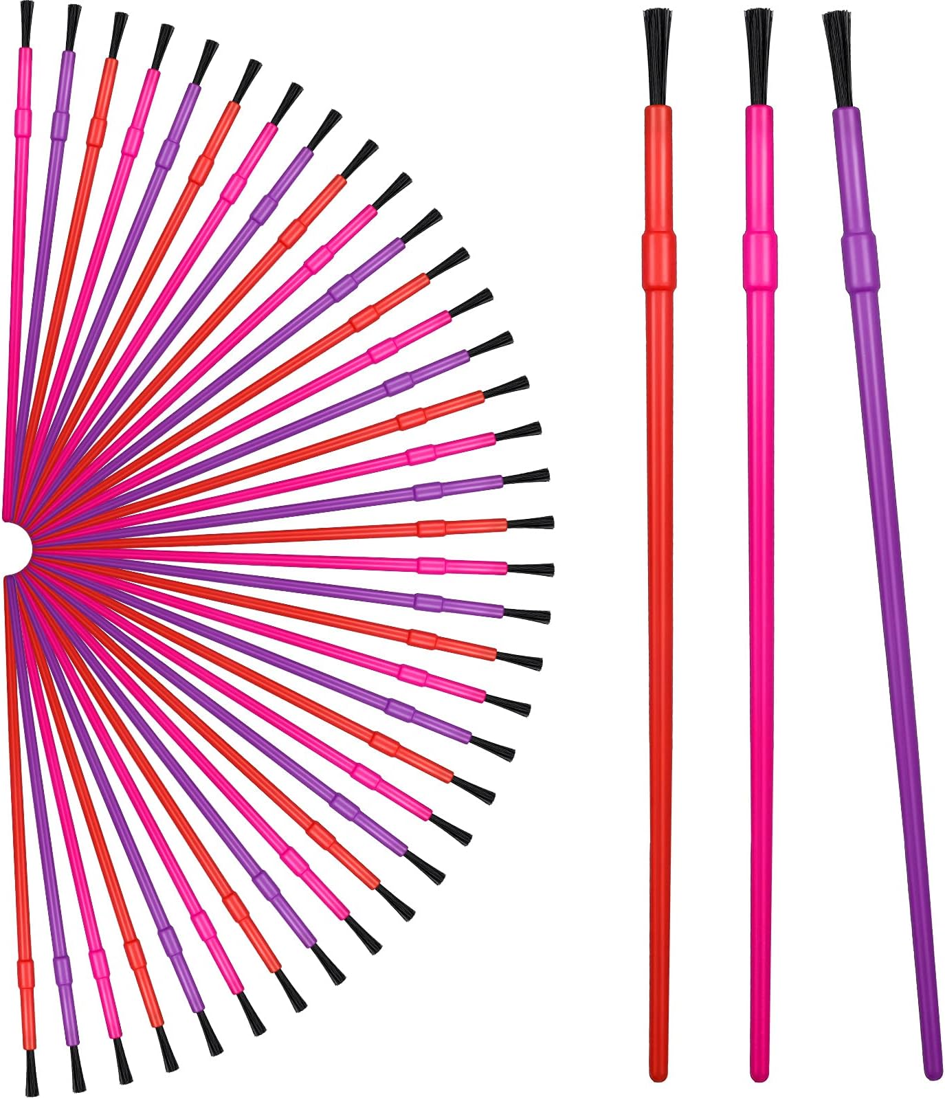 Dianelhall Plastic Paint Brushes Set Acrylic Paint Brushes Watercolor Brushes Colorful Detail Painting Kit Art Supplies for Kids Educational and Learning Activity, Pink, Rose, Purple (90 Pieces)