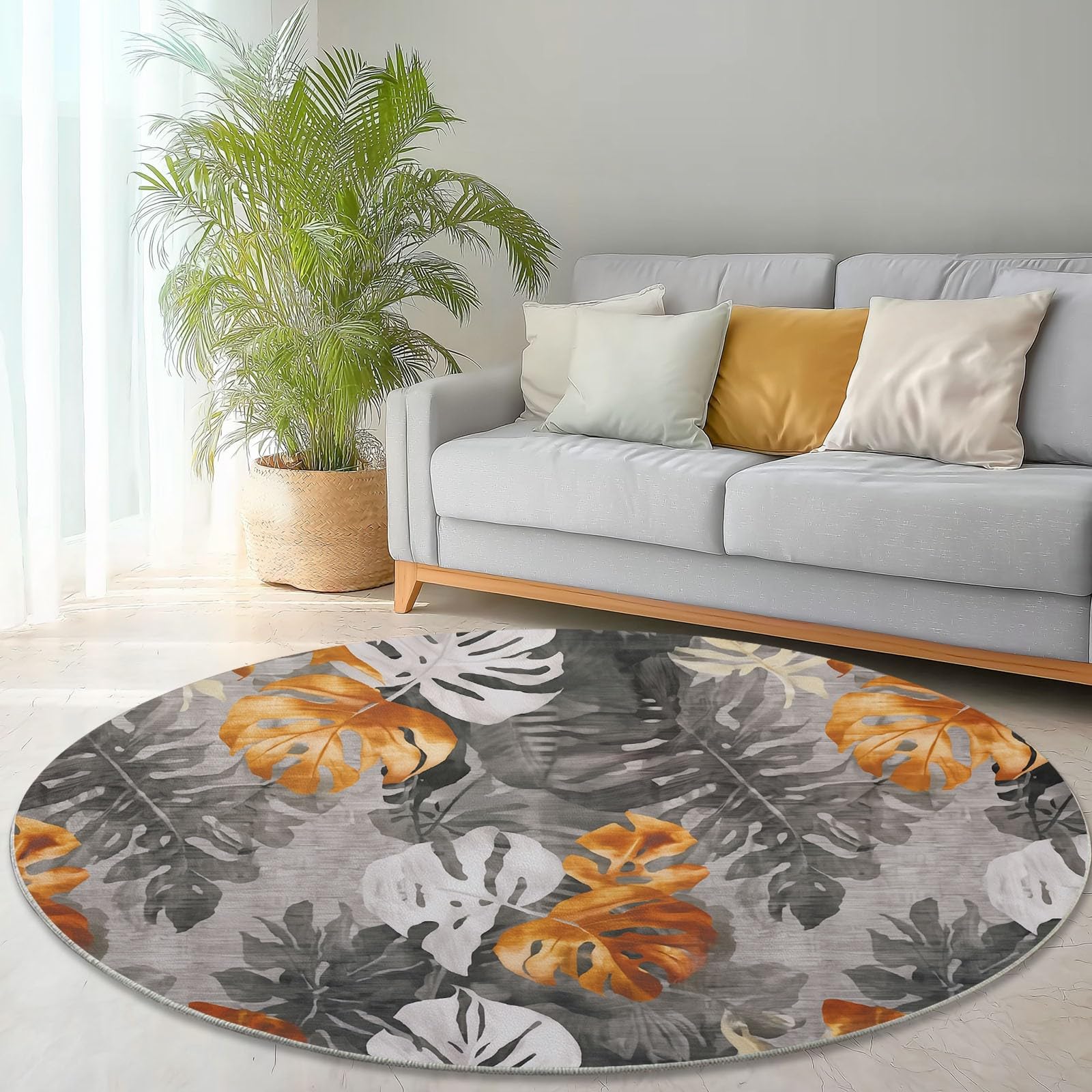 Tapis rond antidérapant lavable 120cm contre les sols froids et glissants