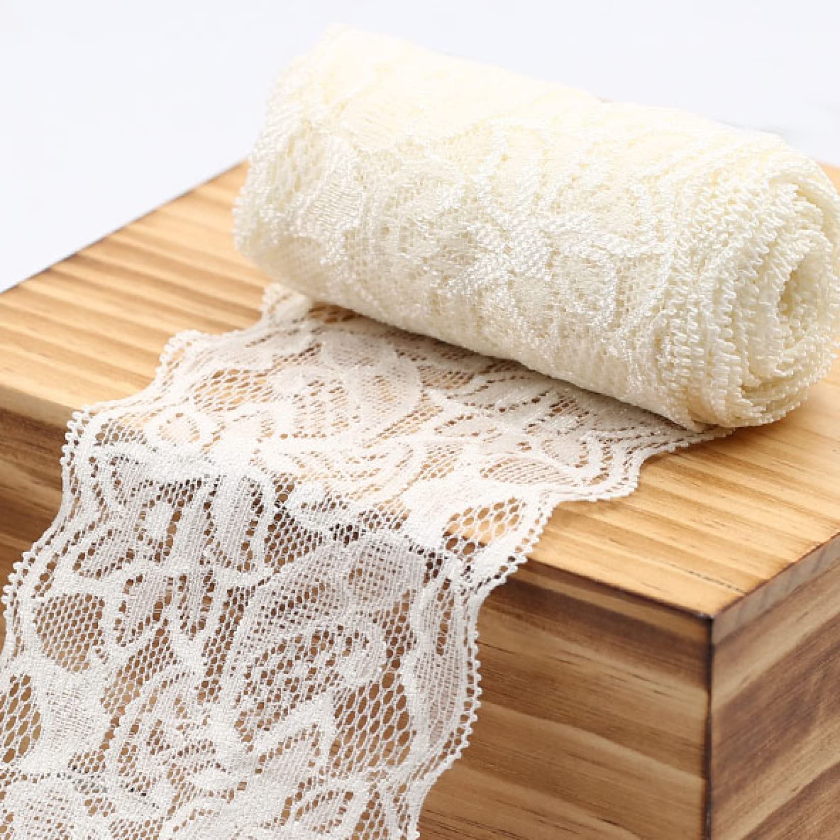 Cinta de Encaje, Ribete de Encaje, Cinta de Encaje Ancha con Ribete elástico de Flores, 10 Yardas (3,1"), Encaje Suave for Manualidades y Costura.(Yellow)