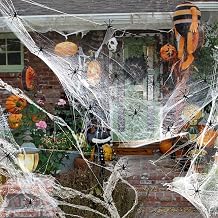 Cymax 200g Halloween Spider Webs Decorations with 30 Fake Spiders,Super Stretch 1000 Square Feet Cobwebs for Halloween Indoor/Outdoor Party Supplies