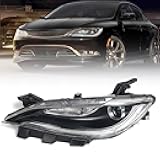VLINCAR Halogen Headlight Compatible with Chrysler 200 200c 2015 2016 2017 W/LED DRL Headlamp Head Light Chrome Trim 68284784AA 68284783AA Left Driver Side
