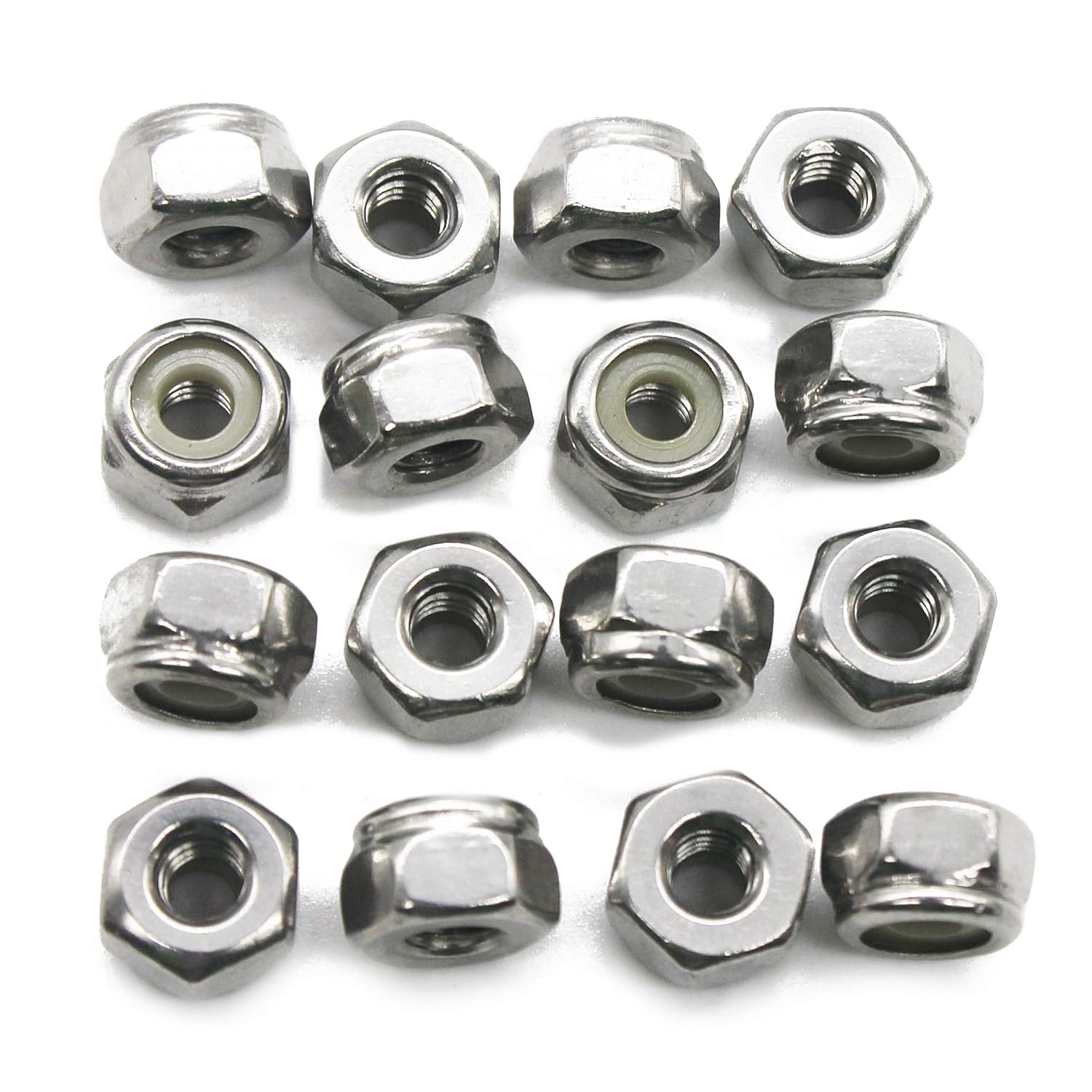Quantity 50Pcs 1/4-20 Nylon Insert Hex Lock Nuts, 18-8 Stainless Steel /SUS304/, Plain Finish, by Fullerkreg