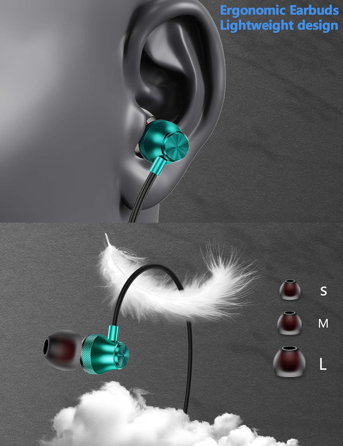 TOPAUX 3.5mm Earbuds Wired Earphone for Kindle Fire HD 10 8 Kids Pro Tablet | in-Ear Noise Canceling Soft Airplane Headset 3.5 Jack Headphone for Chromebook/Samsung A42 A32 A25 A15 A14 A13 5G Laptop