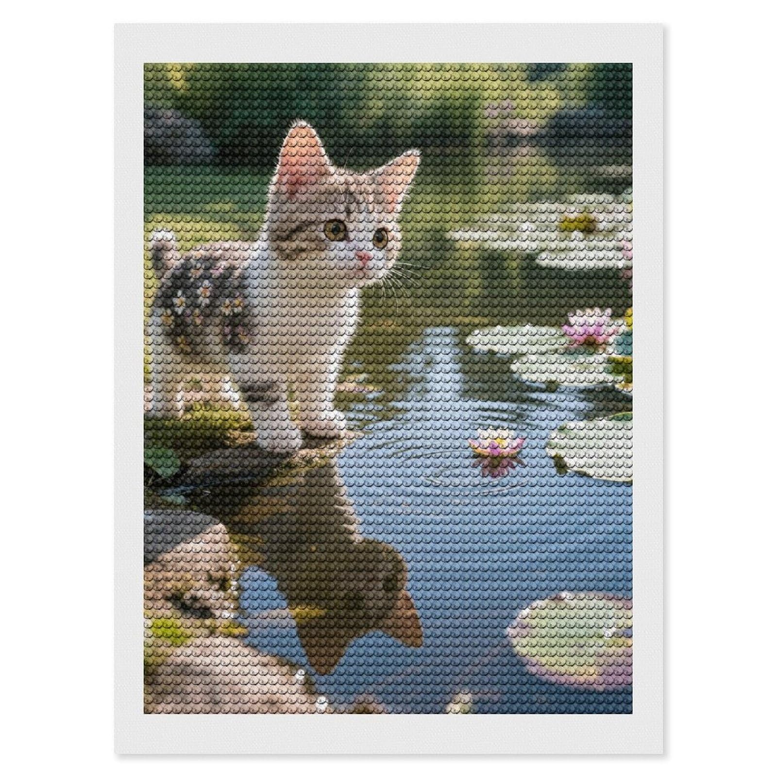 DWVTSLH Cute Cat Diamond Painting Kits for Adults, Personalized Diamond Photo Art Full Drill, DIY 5D Diamond Art Painting Kits for Beginners, Home Wall Decor 12"x16"