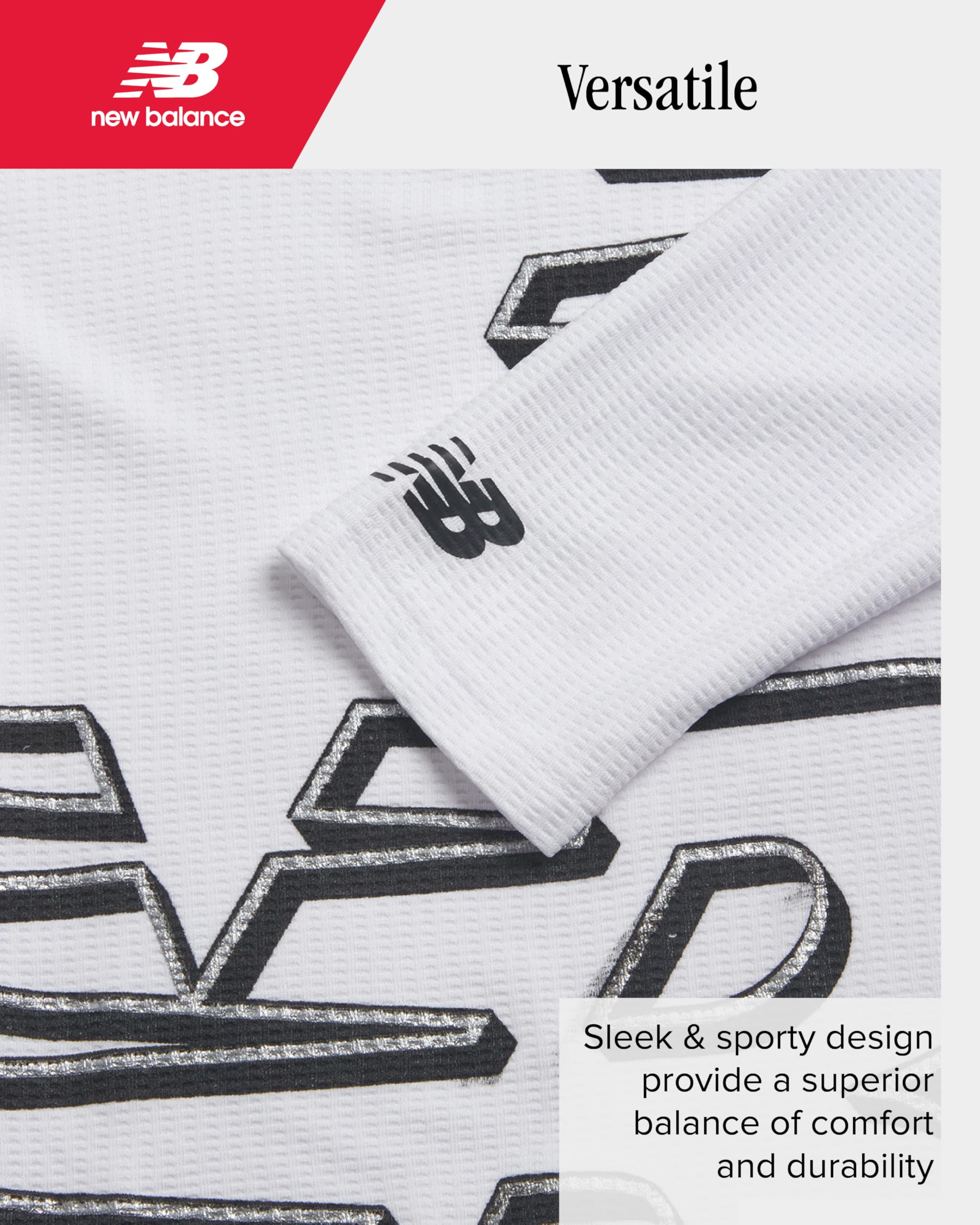 New Balance Boys' T-Shirt - Thermal Waffle Knit Long Sleeve Shirt (Size: 4-20), Size 10/12, White