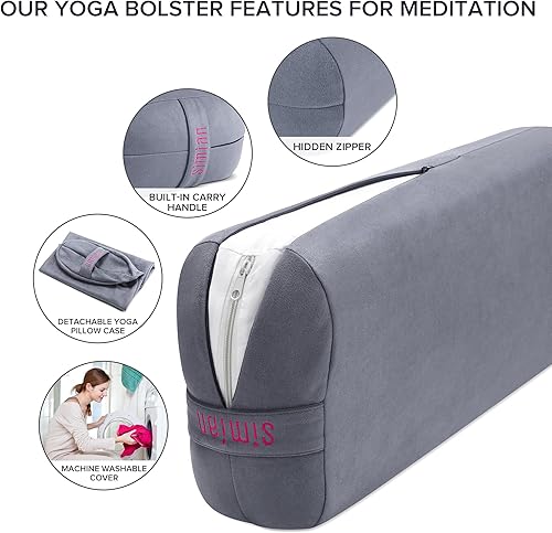 Miniatura 4 de Simian Cojín de meditación prémium  Cojín de apoyo rectangular con funda de terciopelo, lavable, para restauración y Yin Yoga