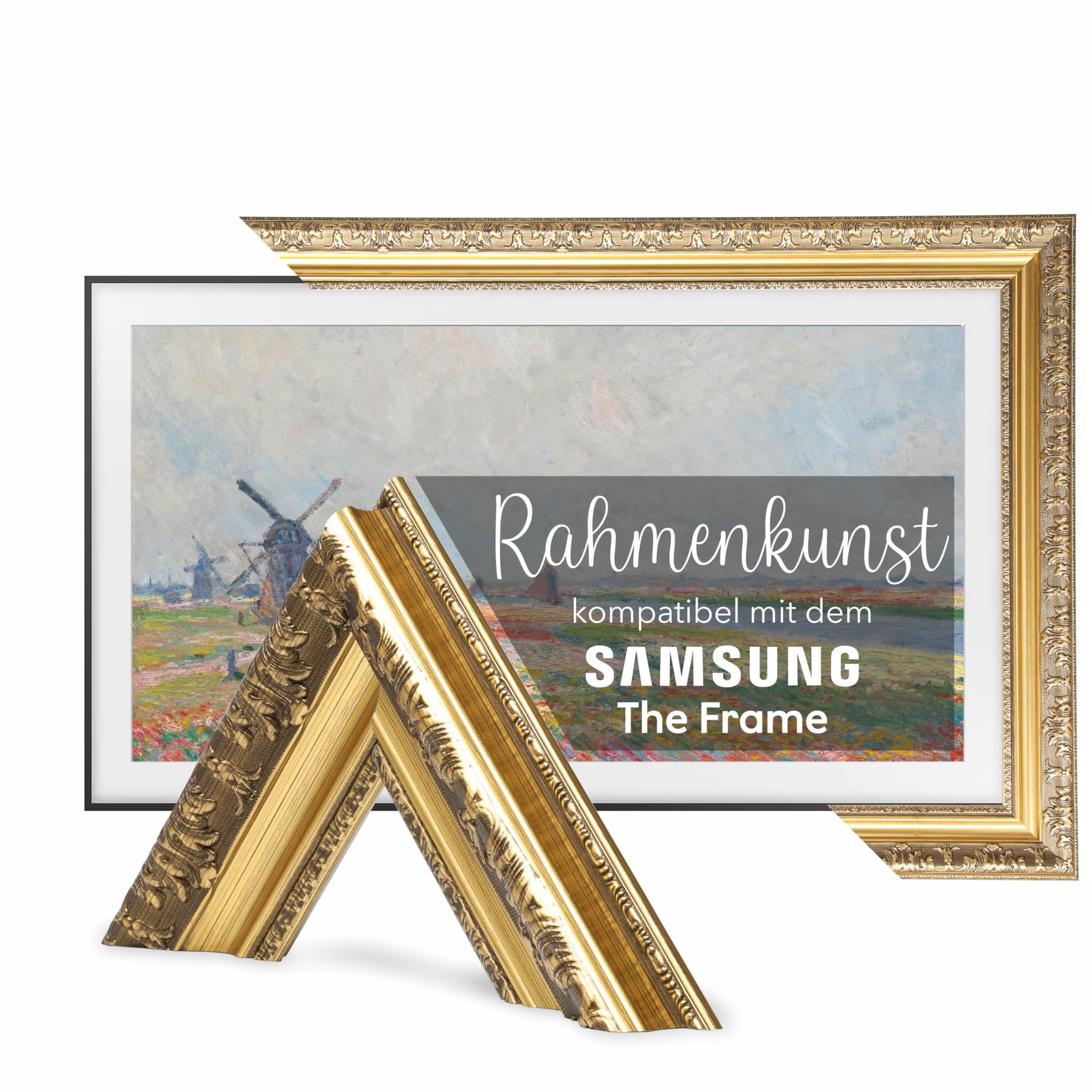 65-Zoll-TV-Rahmen kompatibel mit Samsung The Frame & Pro, Antikgold, geeignet für wandmontierte Fernseher
